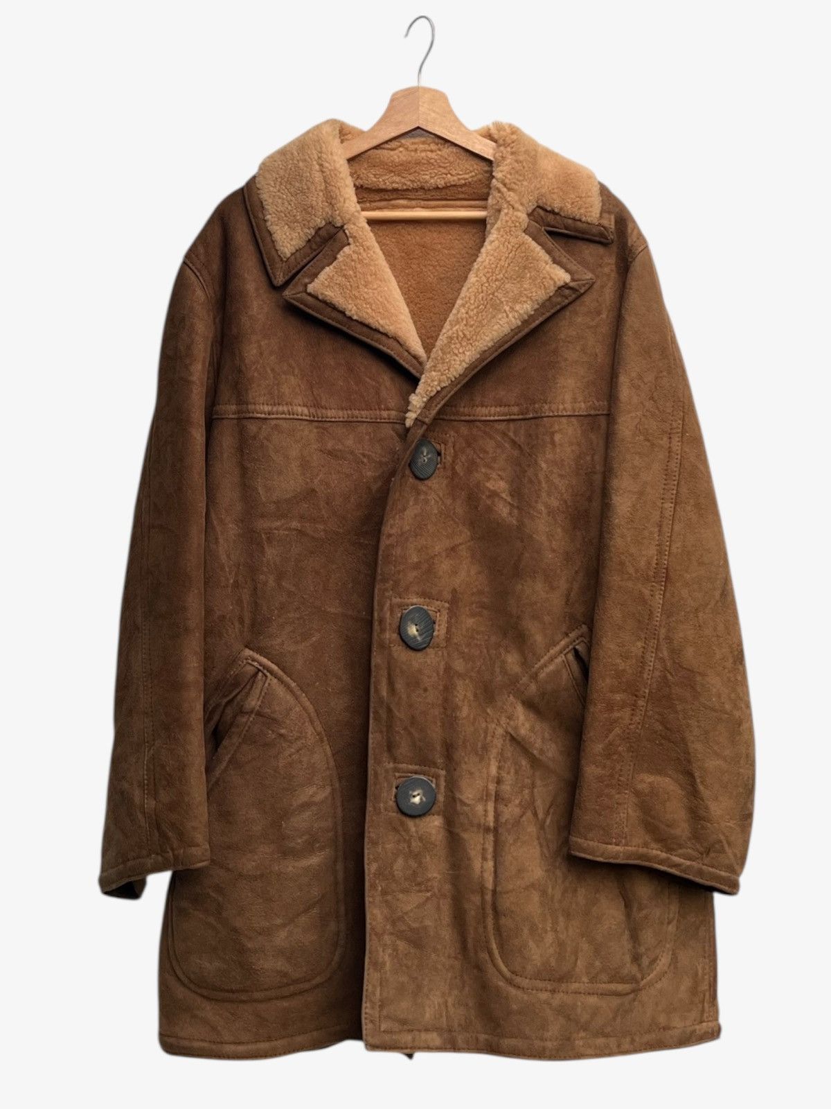 Sawyer of Napa Vintage Sawyer of Napa Shearling Ranch Sheepskin Suede Coat Size US M / EU 48-50 / 2 - 2 Thumbnail