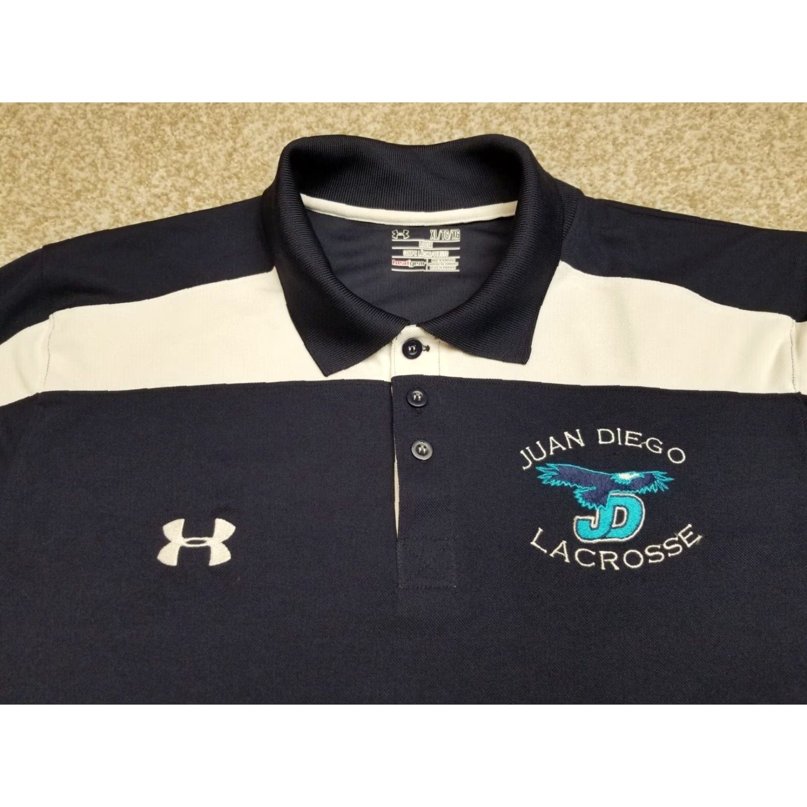 Under Armour Armour Heatgear Polo Shirt Mens XL Blue Loose Fit Under Armour HeatGear Polo Shirts Golf Walking Size US XL / EU 56 / 4 - 2 Thumbnail