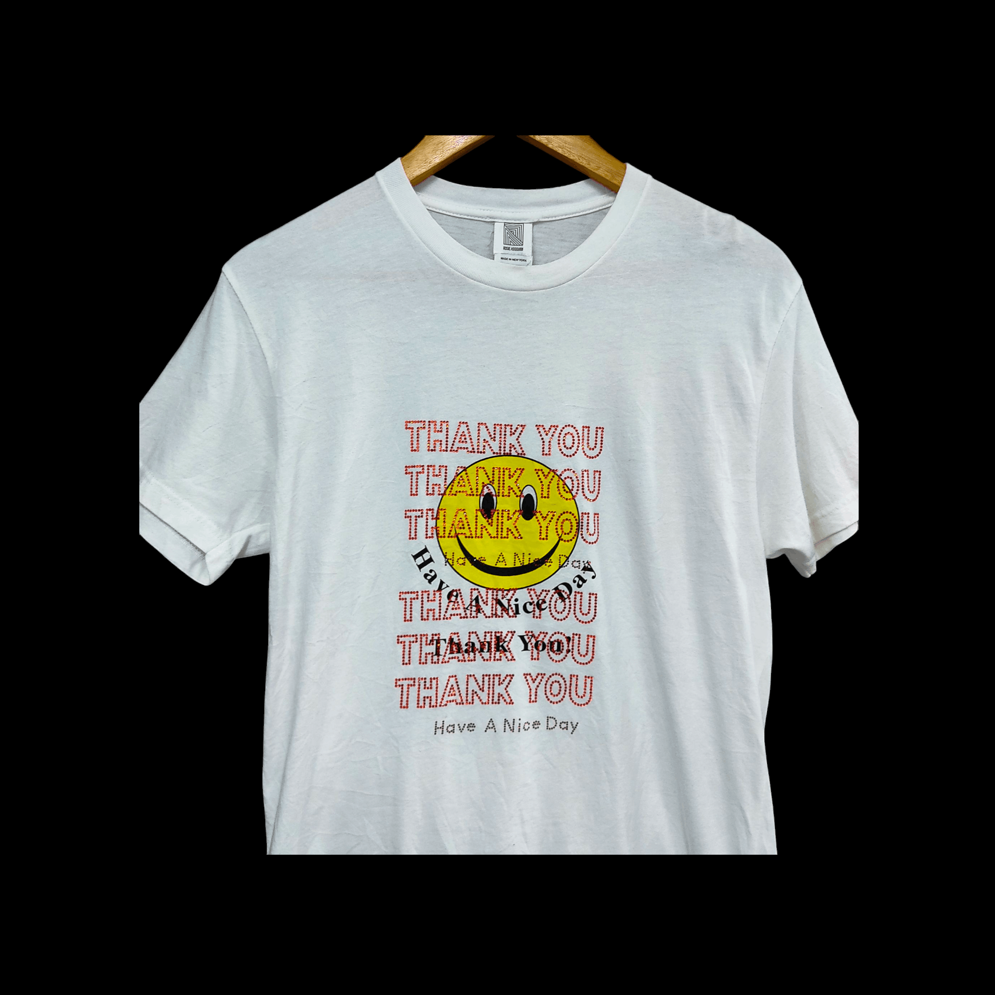 Designer Thank You Smiley Face Swarovski Crystal Embellished T-shirt Size S / US 4 / IT 40 - 3 Thumbnail