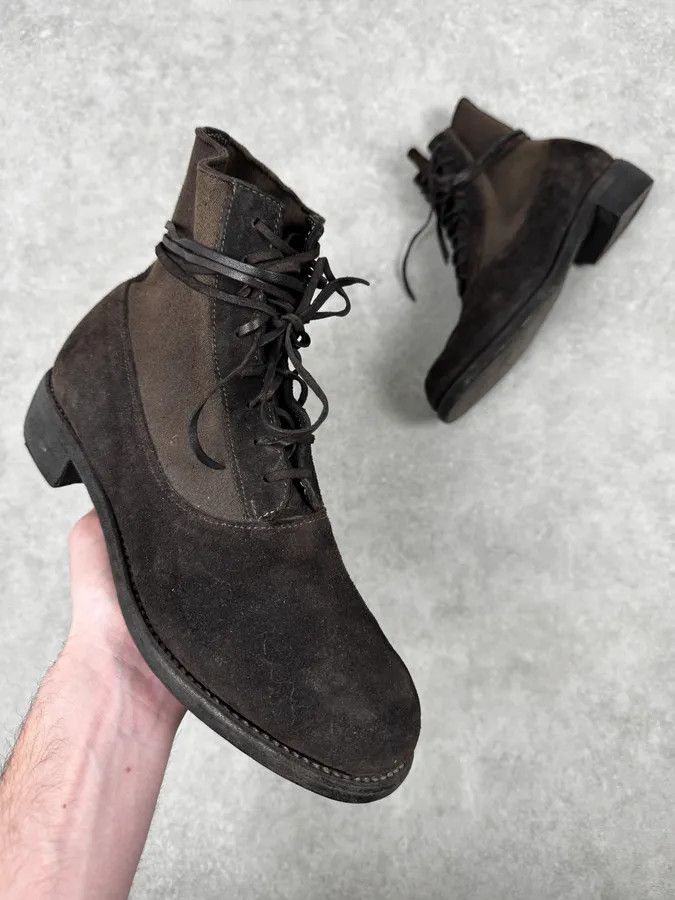 Guidi Lace-Up Brown Suede Leather Ankle Boots