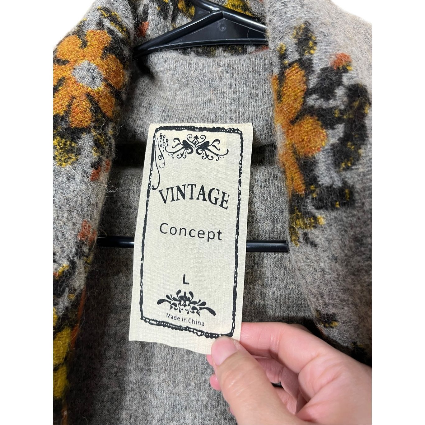 Other Vintage Concept Cardigan L Cream/Gray Wool Waterfall Sweater Size L / US 10 / IT 46 - 6 Thumbnail