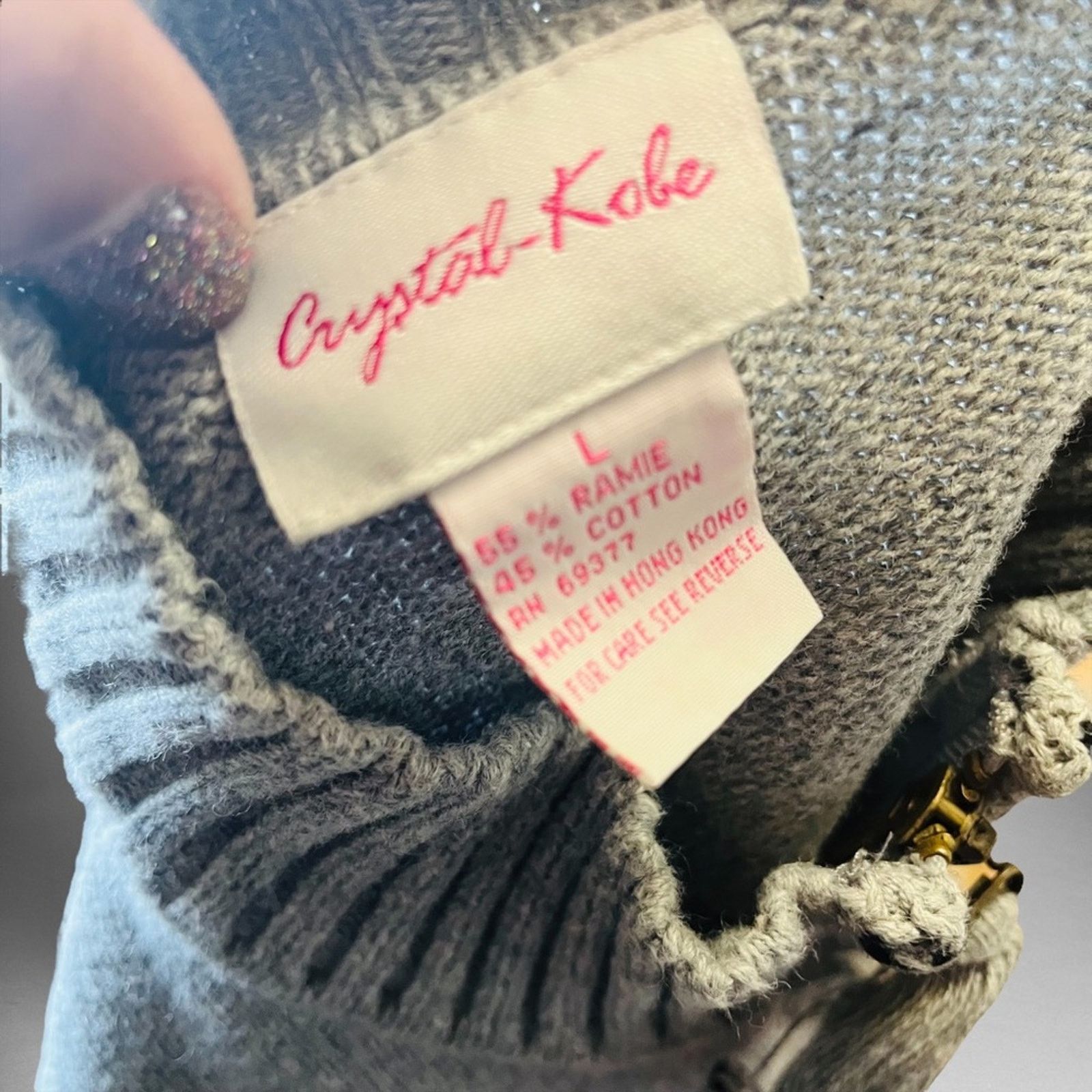 Other Vintage Crystal Kobe 3D Gray Knit Sweater Cardigan Country Size L / US 10 / IT 46 - 5 Thumbnail