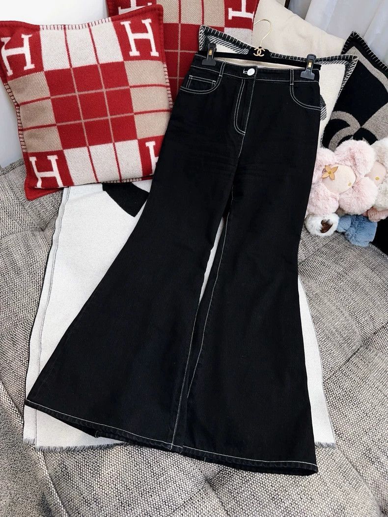 Chanel Chanel 23B Black Flared Denim Jeans Size 37" - 3 Thumbnail