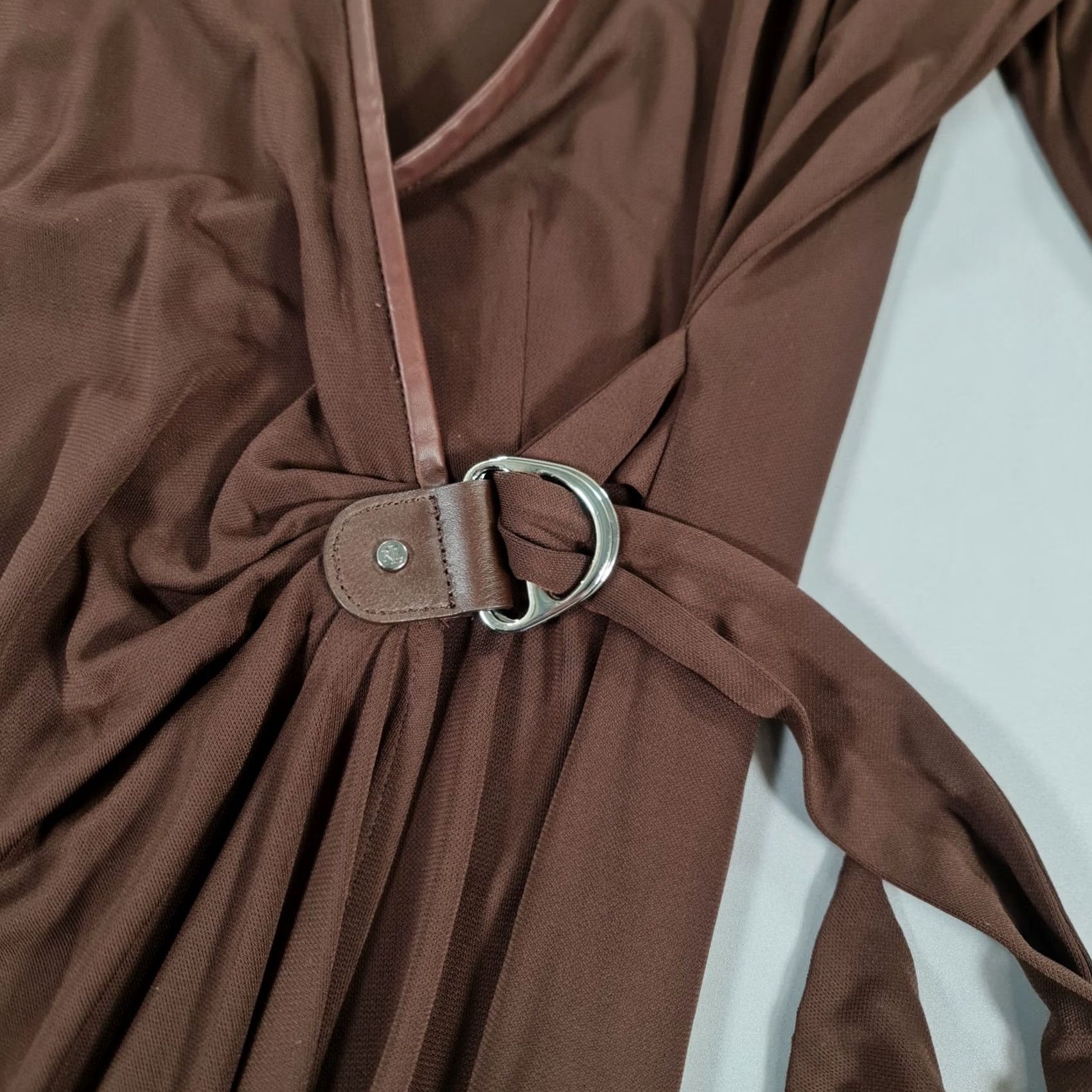 Ralph Lauren Lauren Ralph Lauren Midi Dress Brown 14 UK Wrap V Neck Buckle Casual Dress Women Regular Size 14 Brown Viscose 65% Polyester 35% 3/4 Sleeve"} Size XL / US 12-14 / IT 48-50 - 5 Thumbnail