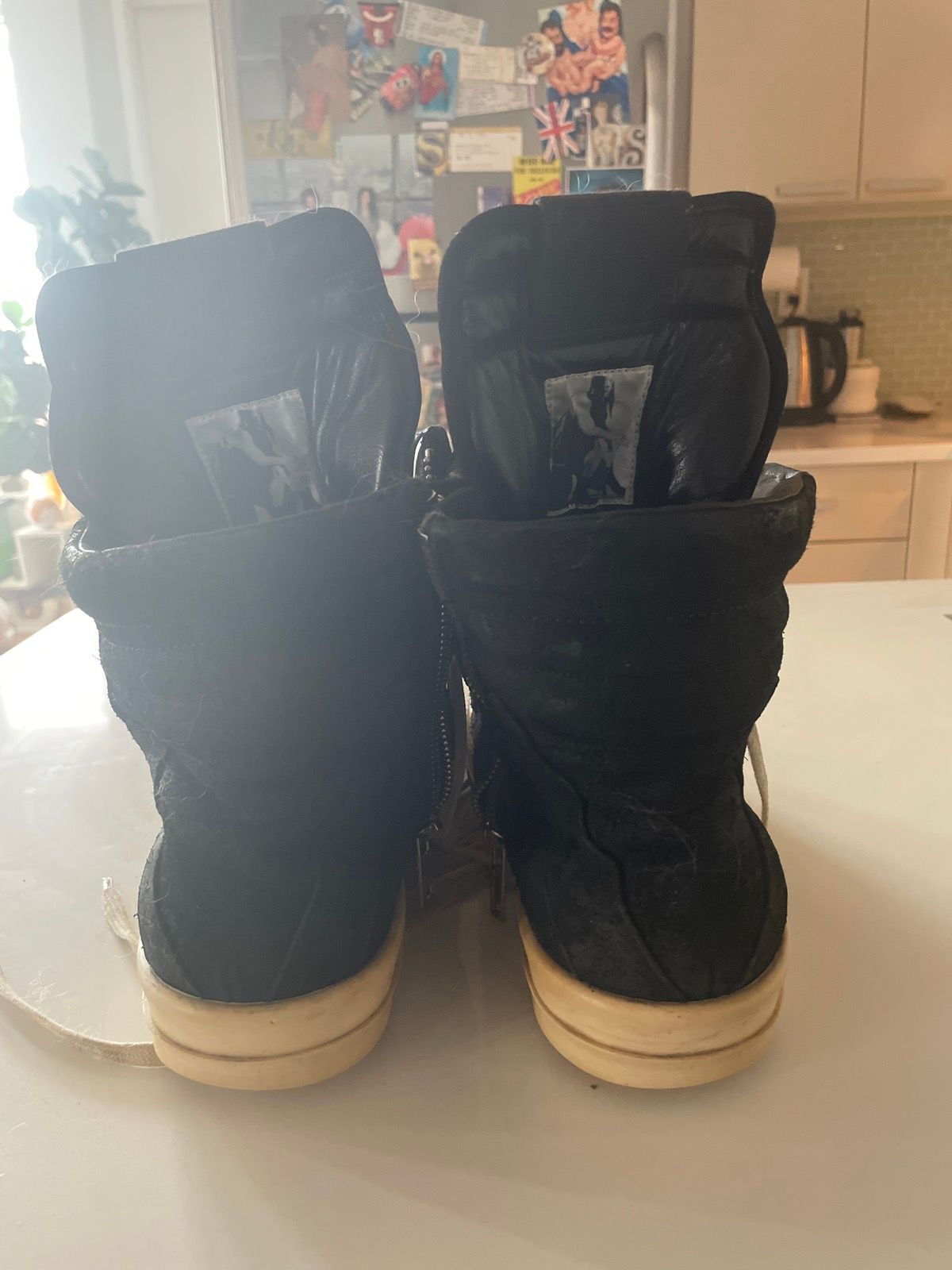 Pre-owned Rick Owens Reverse Pony Hair Geobaskets Shoes In Black