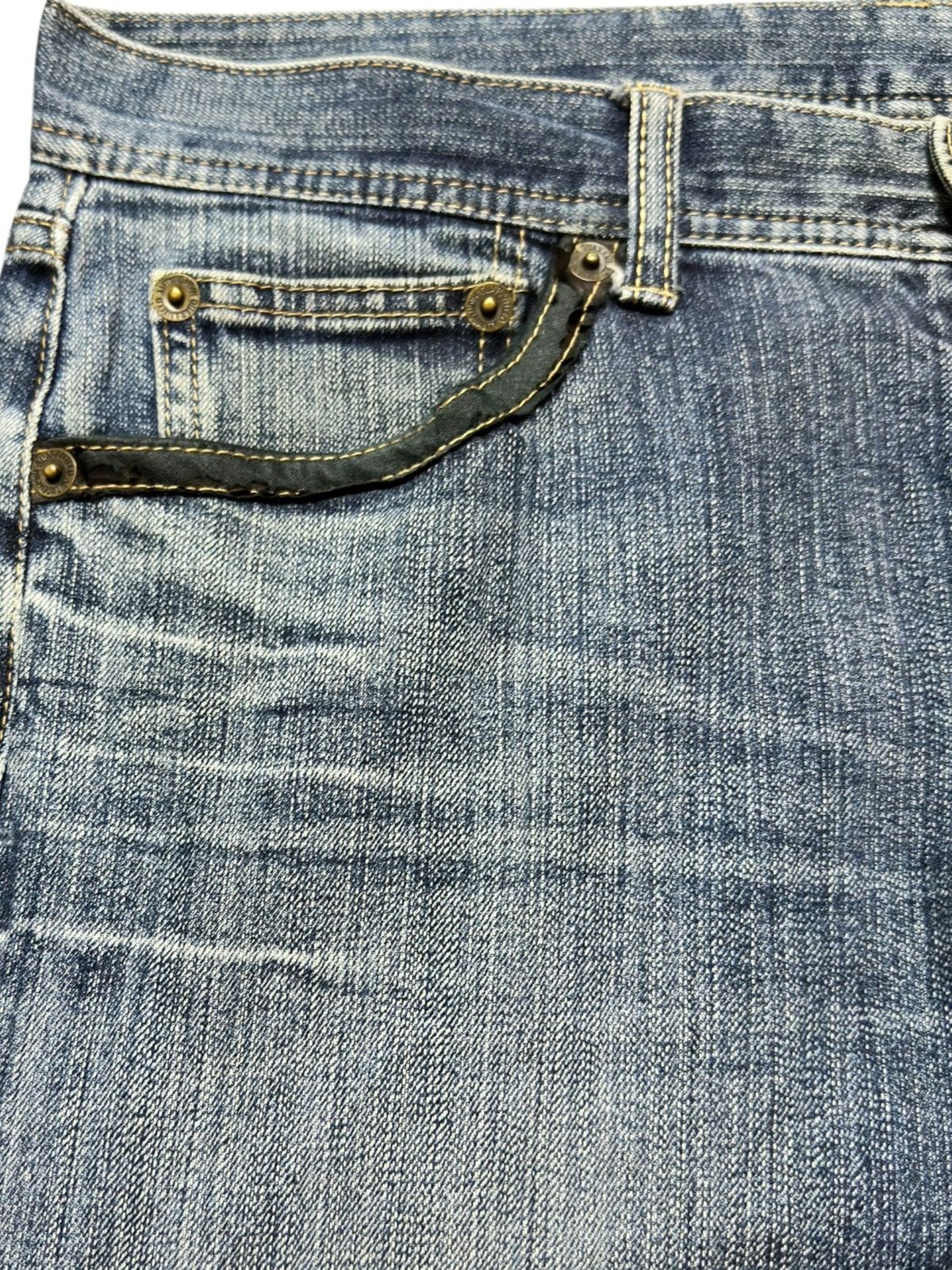 POST ARCHIVE FACTION (PAF) Vintage Japanese Brand Baggy Wide Leg Leather Pocket Denim Size US 34 / EU 50 - 3 Thumbnail