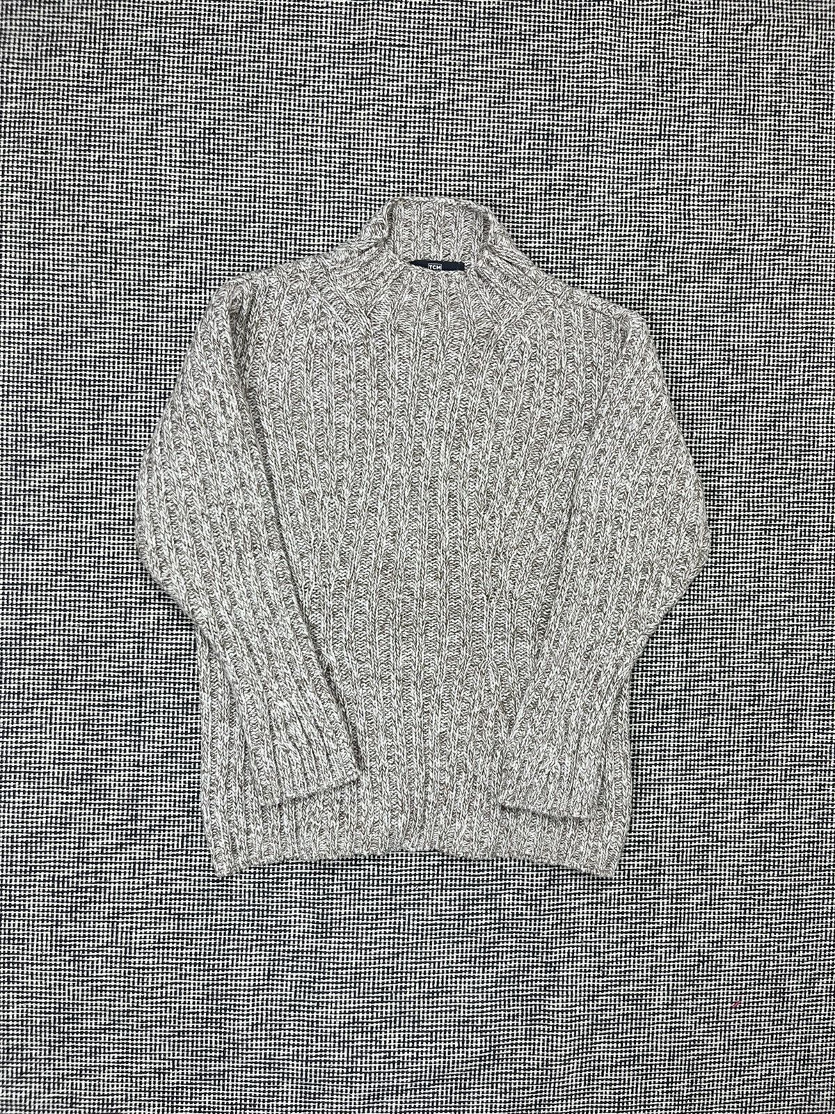 Vintage Ribbed mock neck merino wool thick sweater Norway style Size L / US 10 / IT 46 - 1 Thumbnail