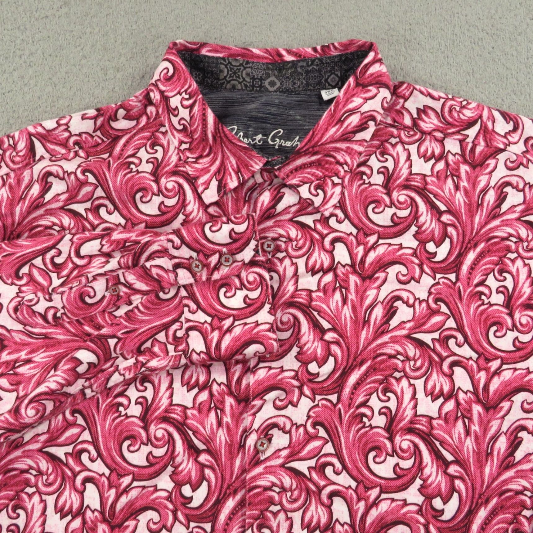 Robert Graham Robert Graham Shirt XXXL Mens Pink White Baroque Crazy Graphic Print Flip Cuff Shirt Size US XXL / EU 58 / 5 - 4 Thumbnail