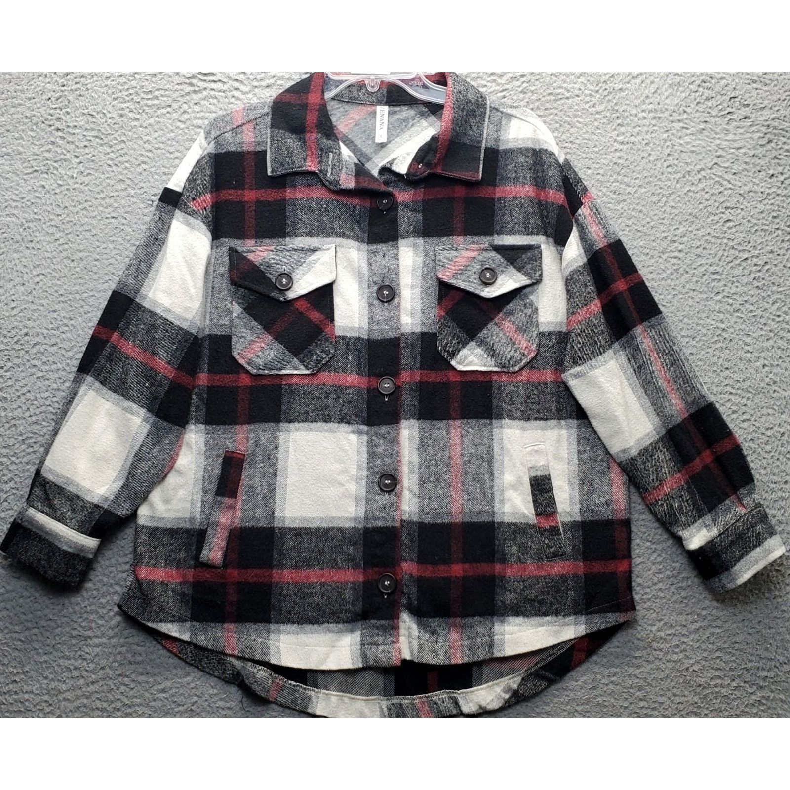 Vintage ZENANA Flannel Shacket Womens Large Multi Plaid Long Sleeve Collared Button Front Size L / US 10 / IT 46 - 2 Thumbnail