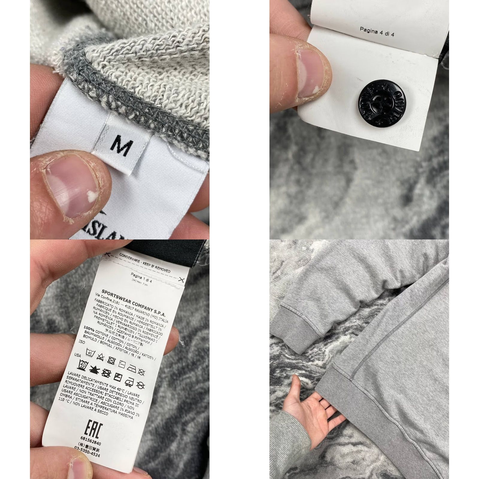 Stone Island Stone Island Hoodie Men M Gray Hooded Pullover Fleece Cotton Size US M / EU 48-50 / 2 - 9 Thumbnail