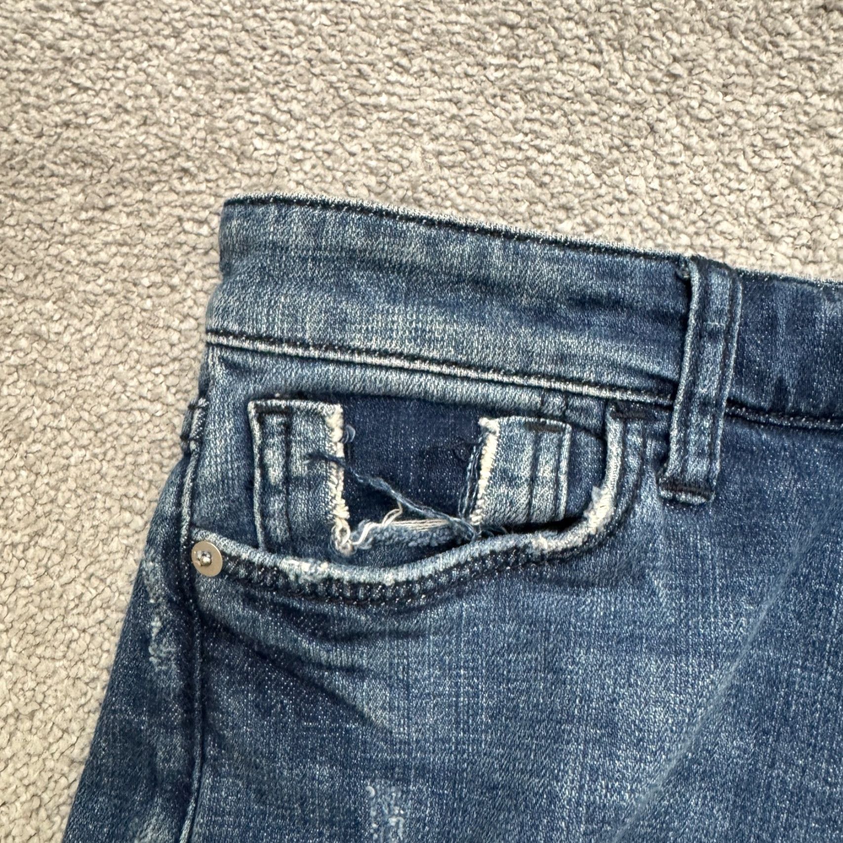 Vintage Pilcro And The LetterRess Slim Boyfriend Denim Jeans Womens 25P Distressed Blue Cotton Spandex 5-Pocket Designer Streetwear Modern Jeans Womens Size 42" / US 20 - 7 Thumbnail
