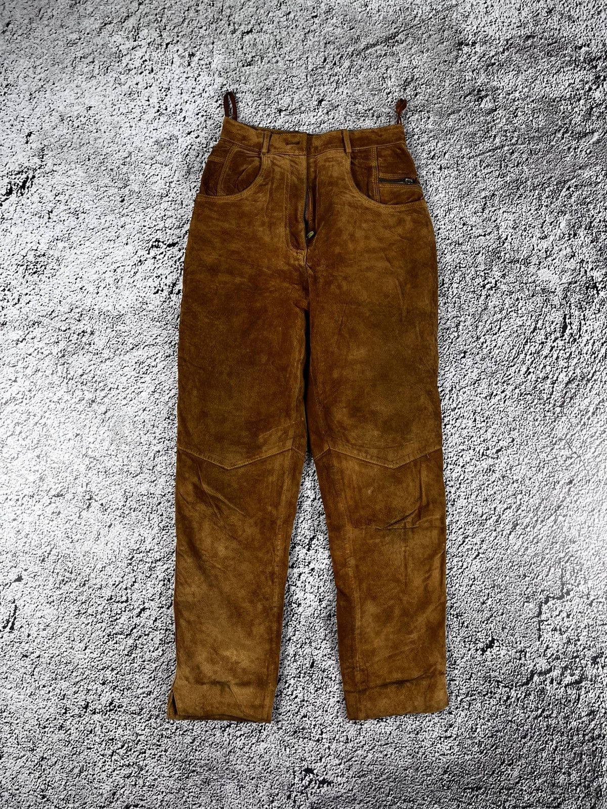 Leather Vintage Y2K retro style suede leather pants avantgarde Size 28" / US 6 / IT 42 - 1 Thumbnail