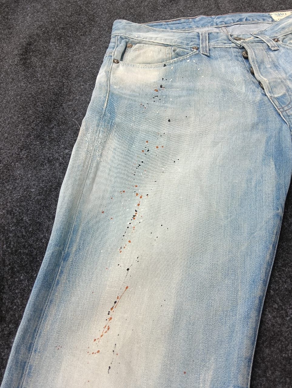G-Star G-Star RAW 3301 Light Blue Distressed Jeans Paint Splatter. Size US 31 - 10 Thumbnail