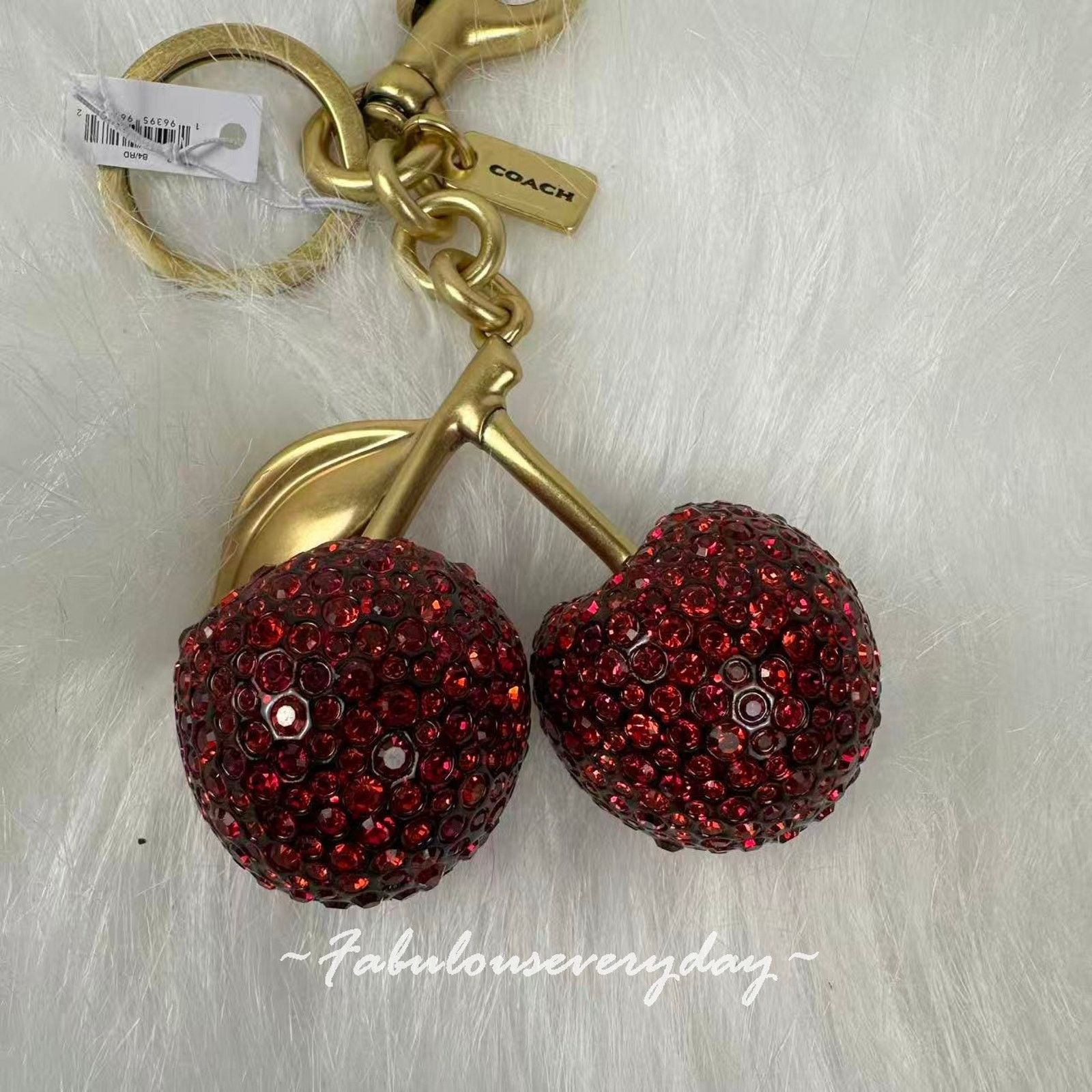 Coach Coach Crystal Cherry Bag Charm Keychain Fob CCD32 Brass /Red Size ONE SIZE - 4 Thumbnail
