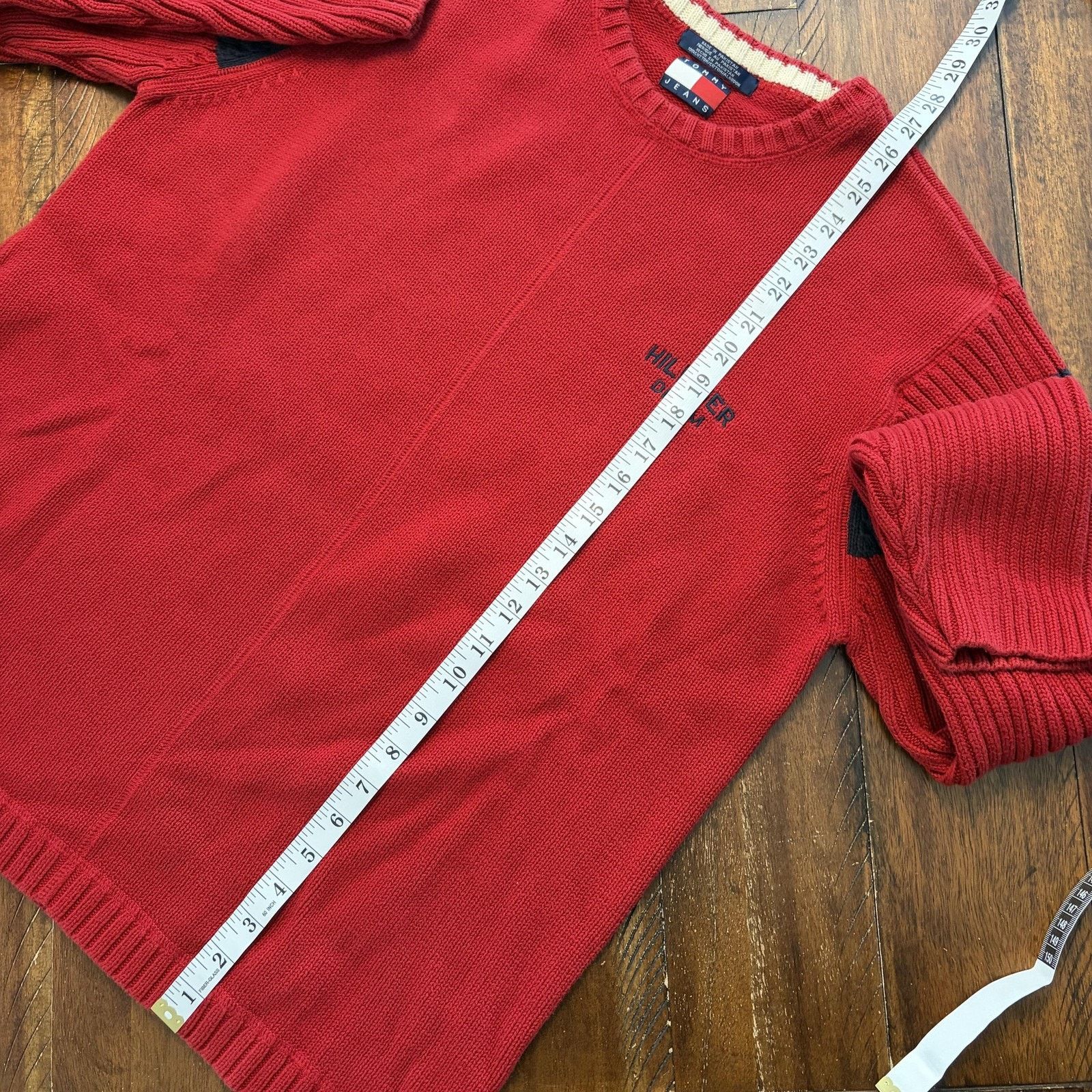 Tommy Jeans Vtg Tommy Jeans Sweater Mens Large Red Hilfiger Pullover Y2K Size US L / EU 52-54 / 3 - 9 Thumbnail