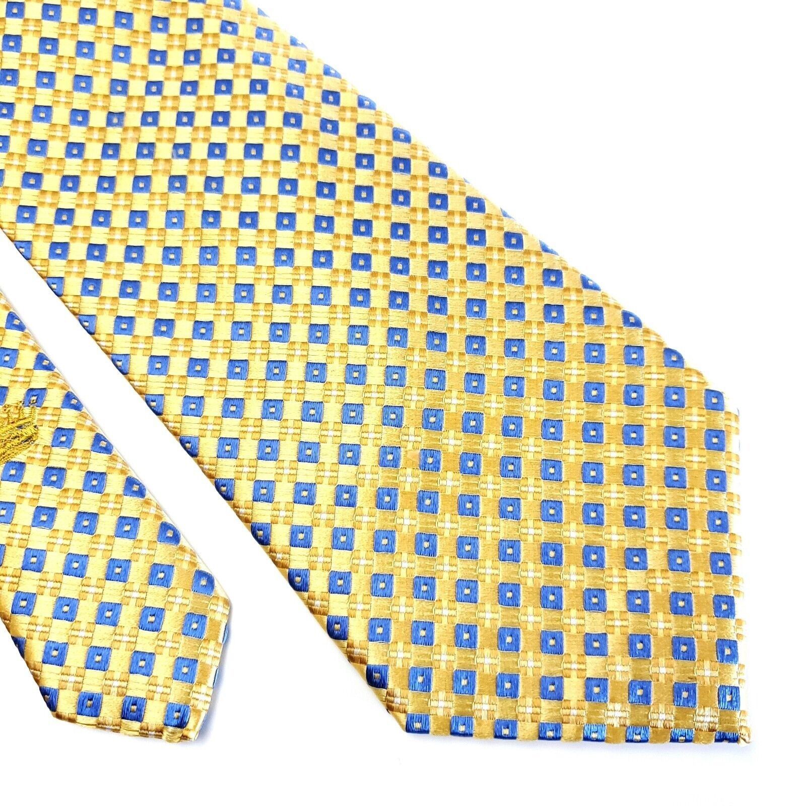 Countess Mara Countess Mara Yellow Blue Check Woven Silk Tie Size ONE SIZE - 1 Thumbnail