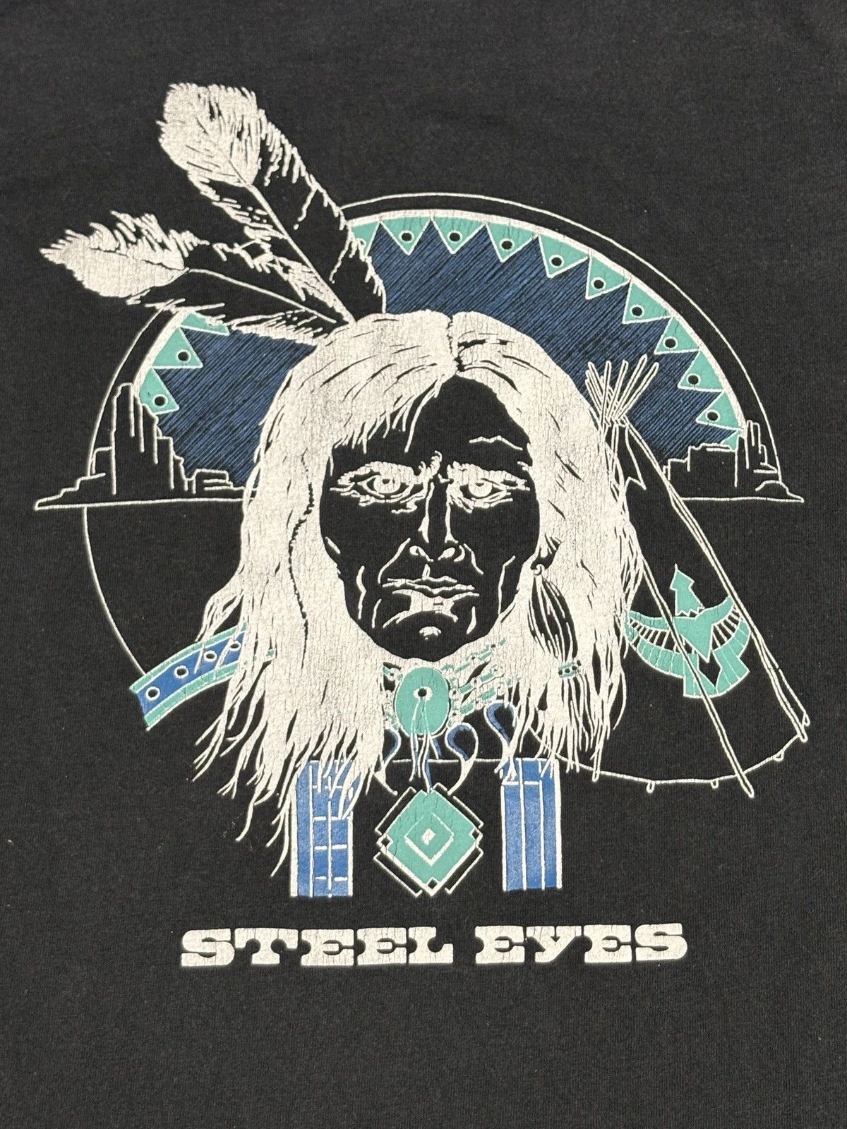 Vintage Vintage 1992 Sof Tee “Steel Eyes” Native T-Shirt Size M 0788 Size US M / EU 48-50 / 2 - 4 Thumbnail