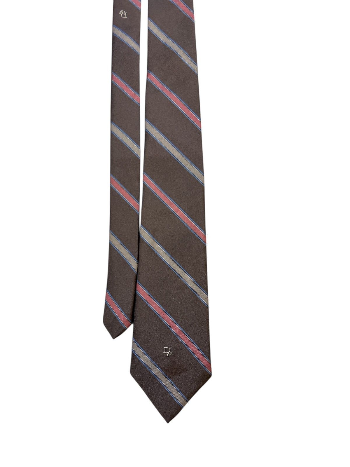 Christian Dior Monsieur Christian Dior Vintage Silk-Blend Diagonal Striped Tie Size ONE SIZE - 1 Thumbnail