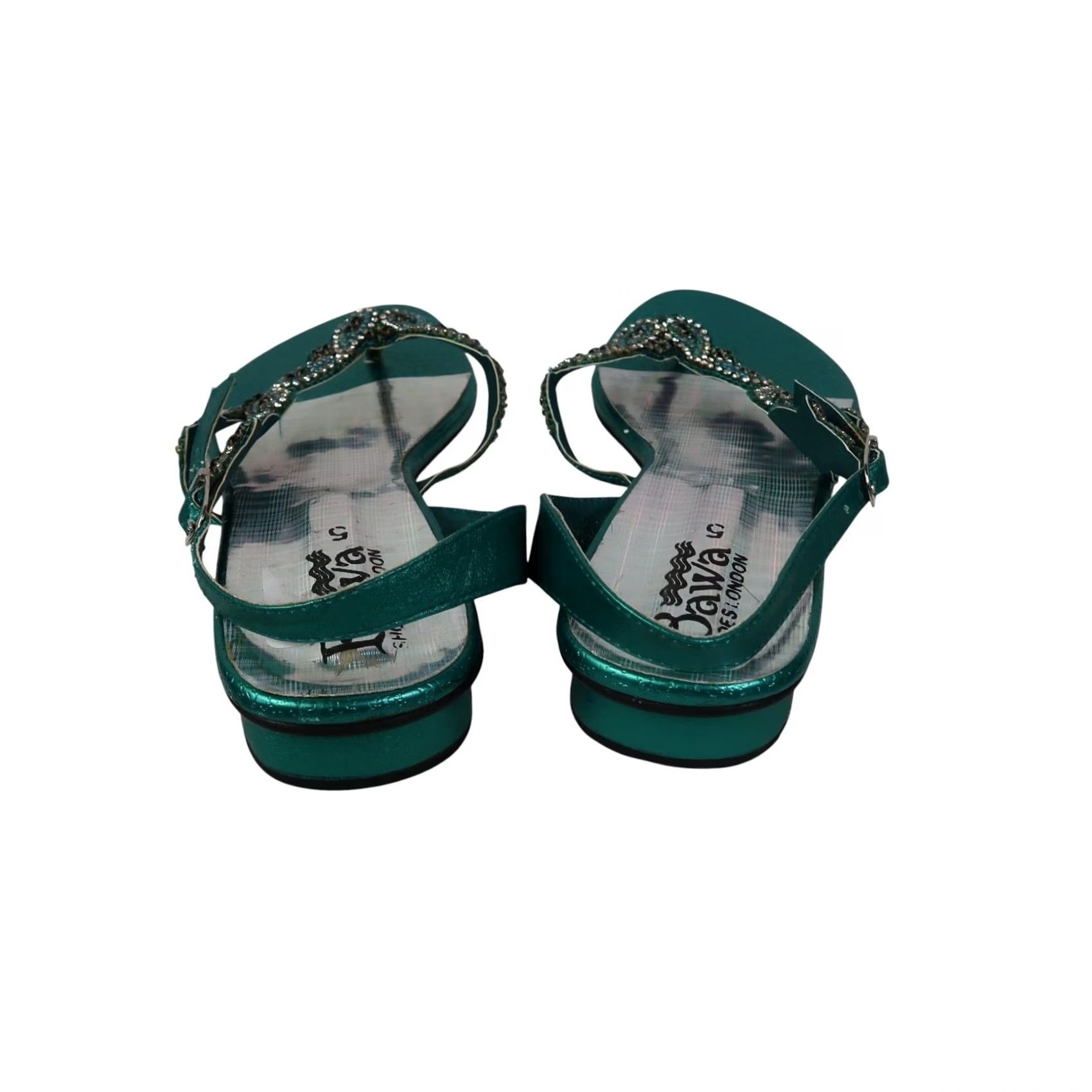 Vintage Vintage Bawa Green Jewel Rhinestone Thong Strap Sandals Low Heel 5 US Size Size US 5 / IT 35 - 4 Thumbnail