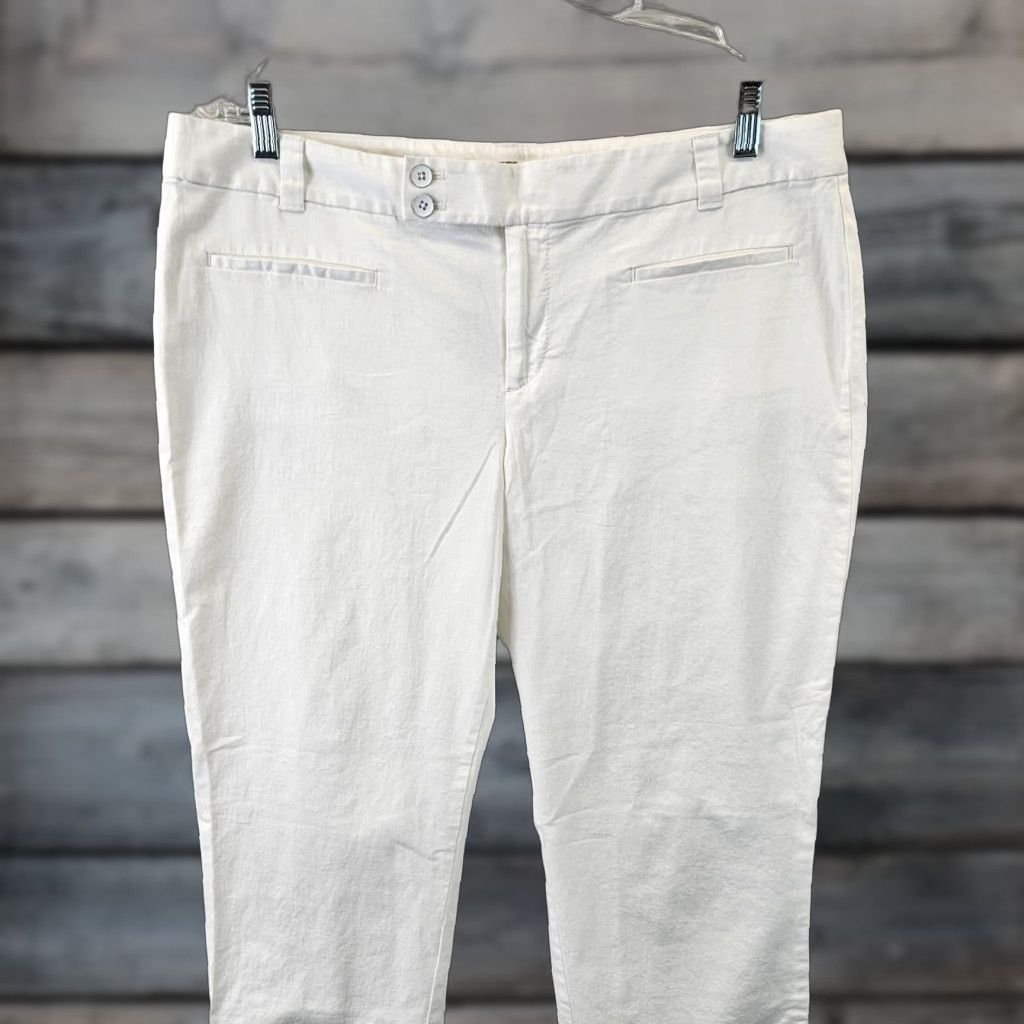 Loft VINTAGE LOFT Ann Taylor WOMENS Cropped Pants Sz 12 White Mid Rise Cotton Blend Crop Pants Womens 12 White Size 34" / US 12 / IT 48 - 1 Thumbnail