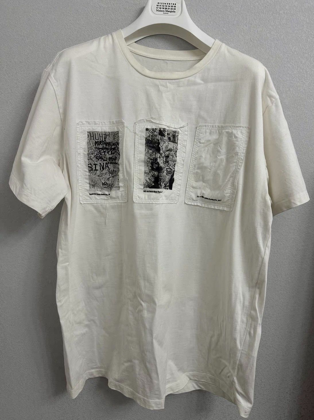 image of Maison Margiela Mm6 Patchwork T-Shirt in White, Men's (Size Large)