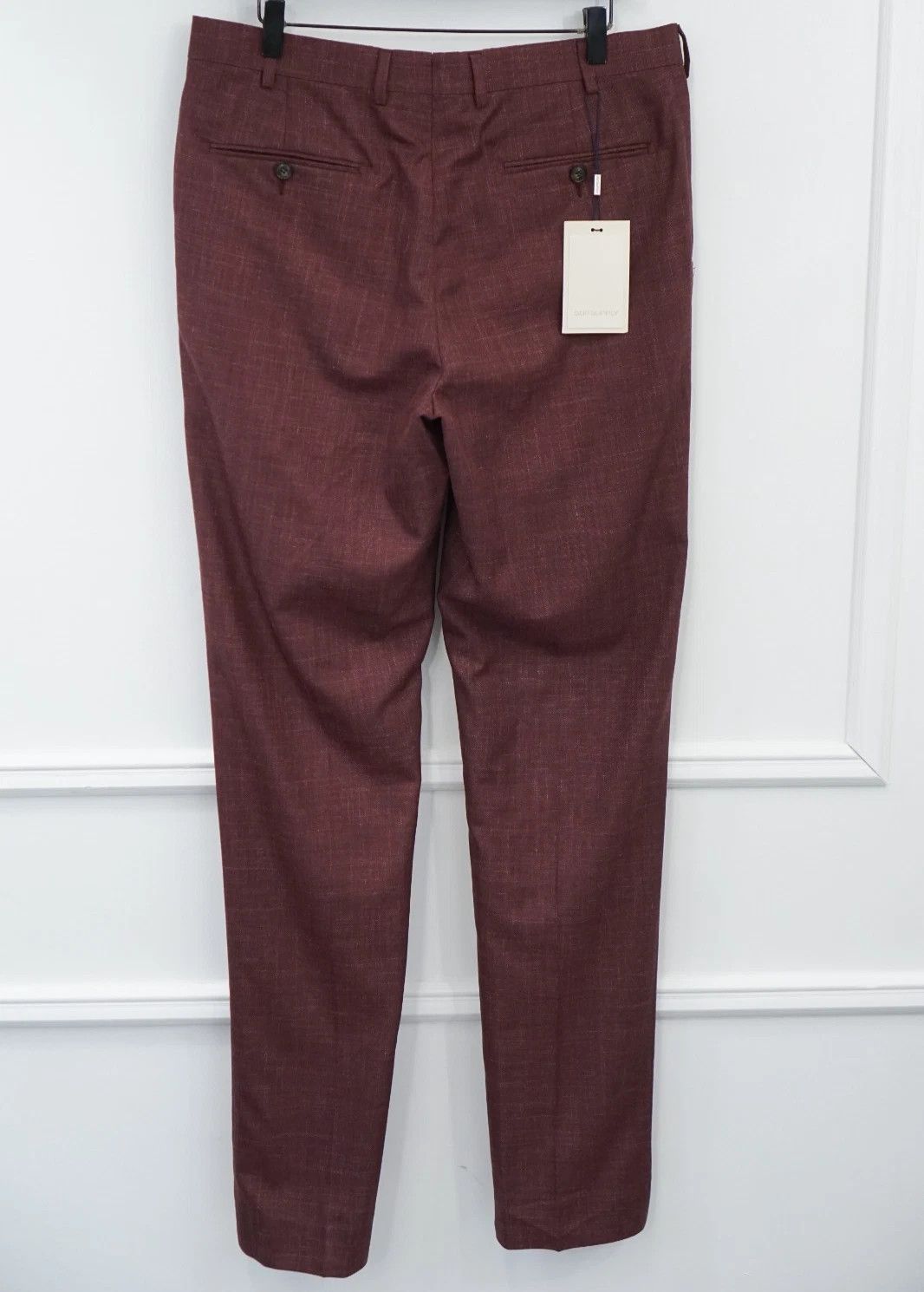 Suitsupply Men Suitsupply Pants Burgundy Red Wool Silk Linen UK/US40L Size 40L - 2 Thumbnail