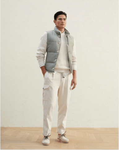 image of Brunello Cucinelli O1W1Db10424 Dyed Pants In Open White, Men's (Size 38)