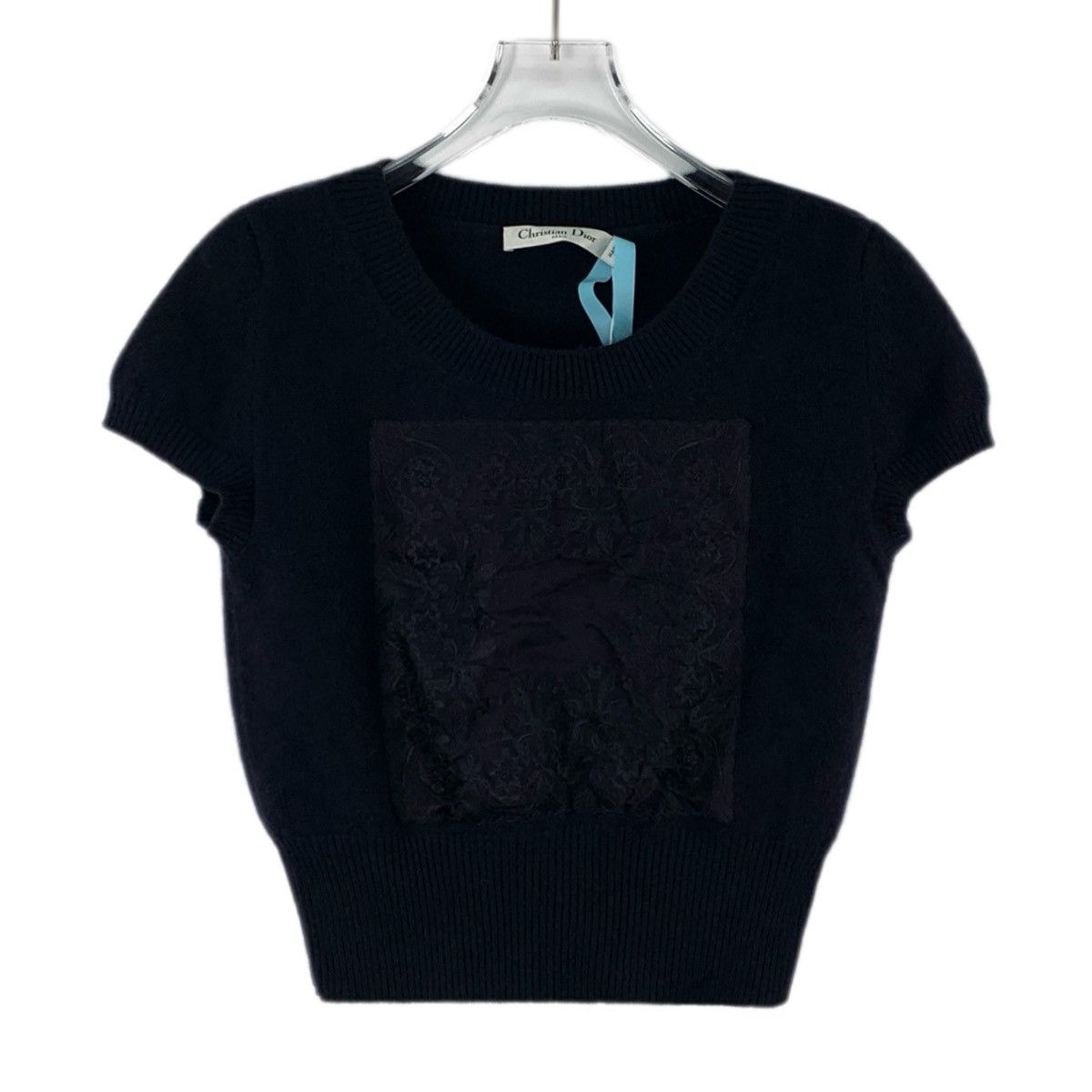 Dior Dior Black Floral Cashmere Knit Short Sleeve T-shirt K26WX Size S / US 4 / IT 40 - 1 Thumbnail