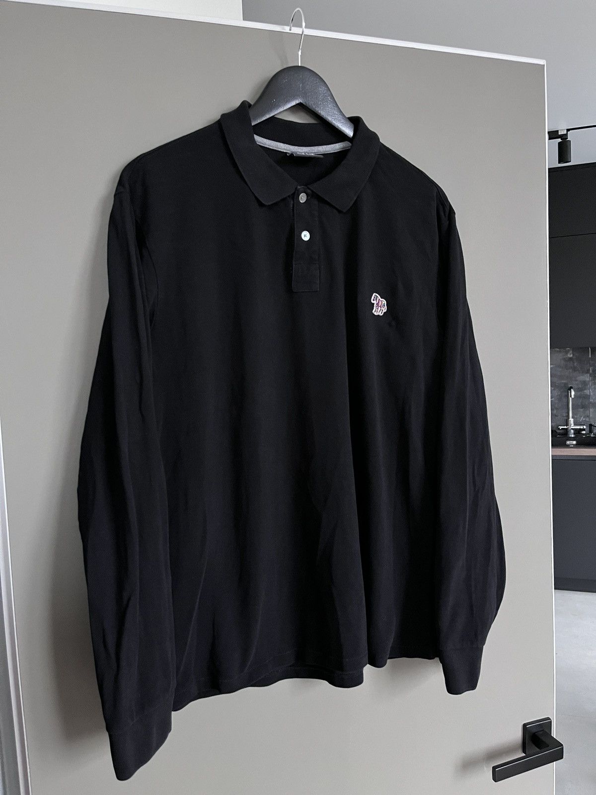 Paul Smith Paul Smith Waffle Black Long Sleeve Polo Shirt Size US XL / EU 56 / 4 - 8 Thumbnail