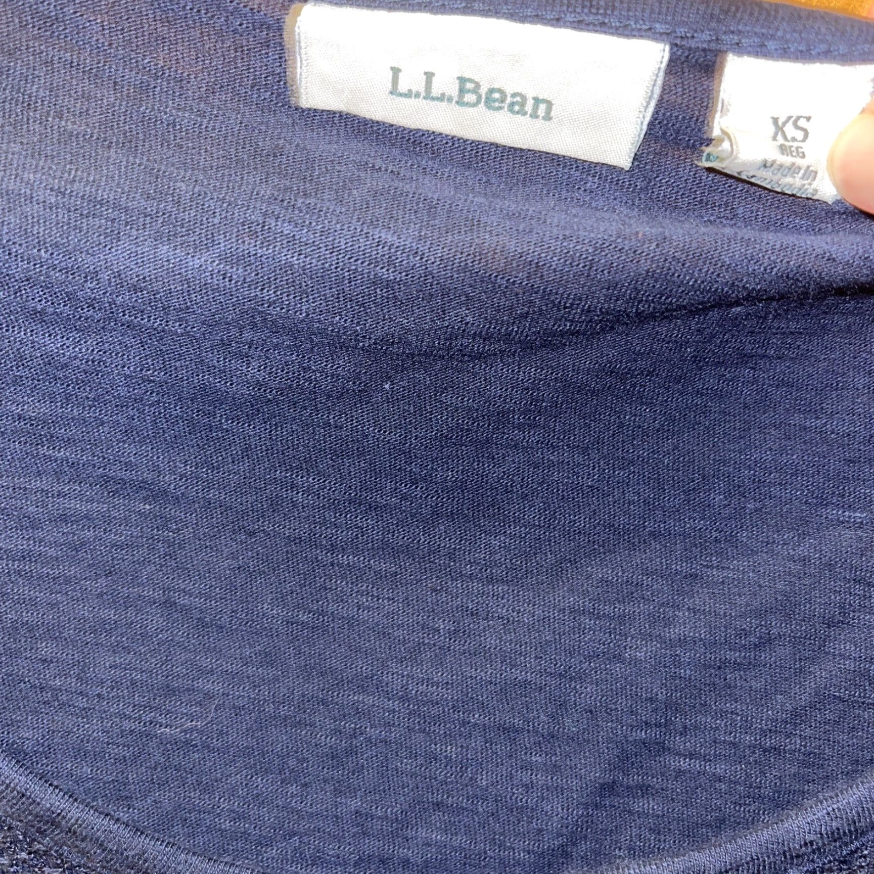 Vintage VINTAGE L.L. BEAN Women's Short Sleeve Cotton Pullover T-Shirt XS Navy Lace Overlay Top Size XS / US 0-2 / IT 36-38 - 3 Thumbnail