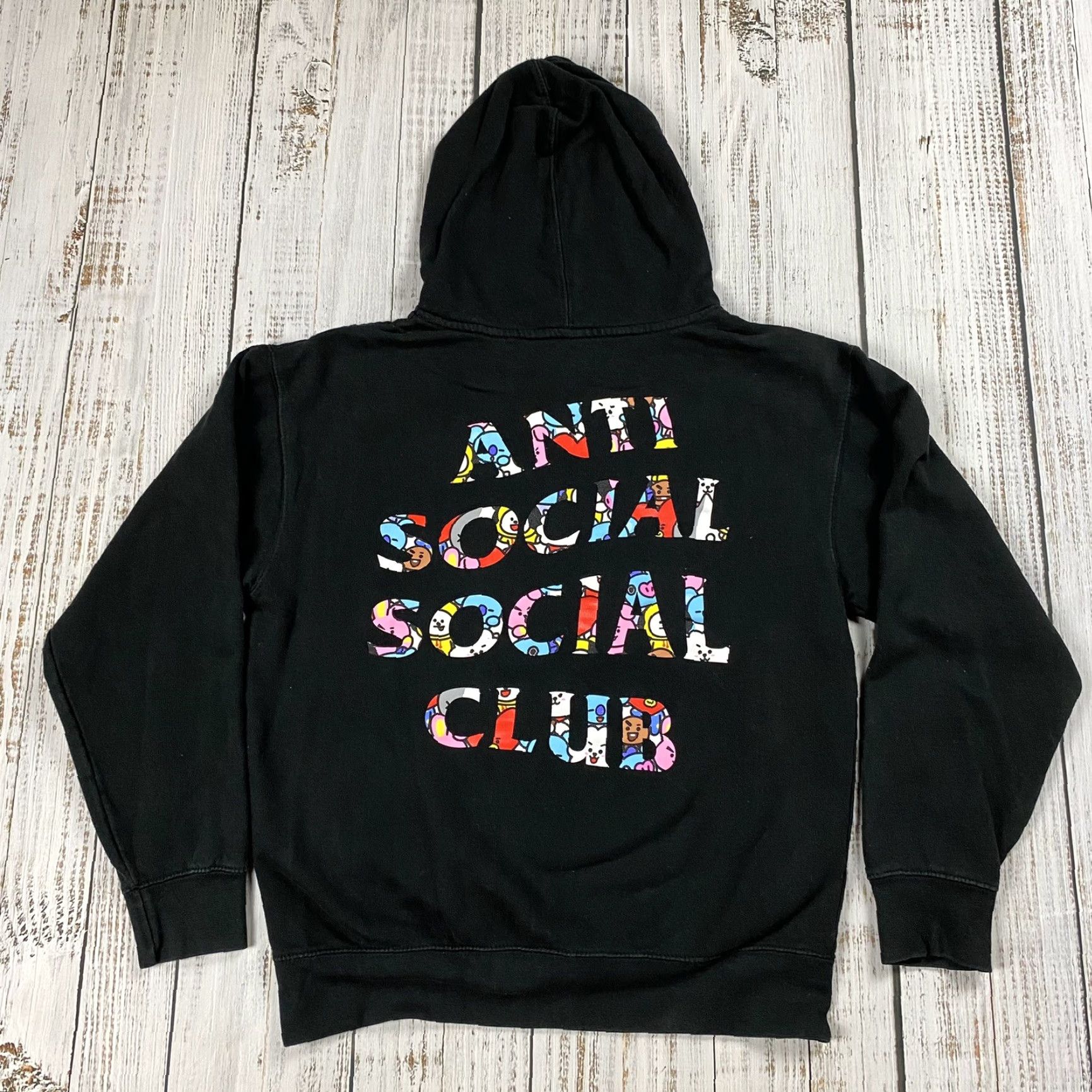Vintage VINTAGE Anti Social Social Club x BTS & BT21 Hoodie Adult Medium Black Pullover Graphic Print Unisex Winter Size US M / EU 48-50 / 2 - 4 Thumbnail