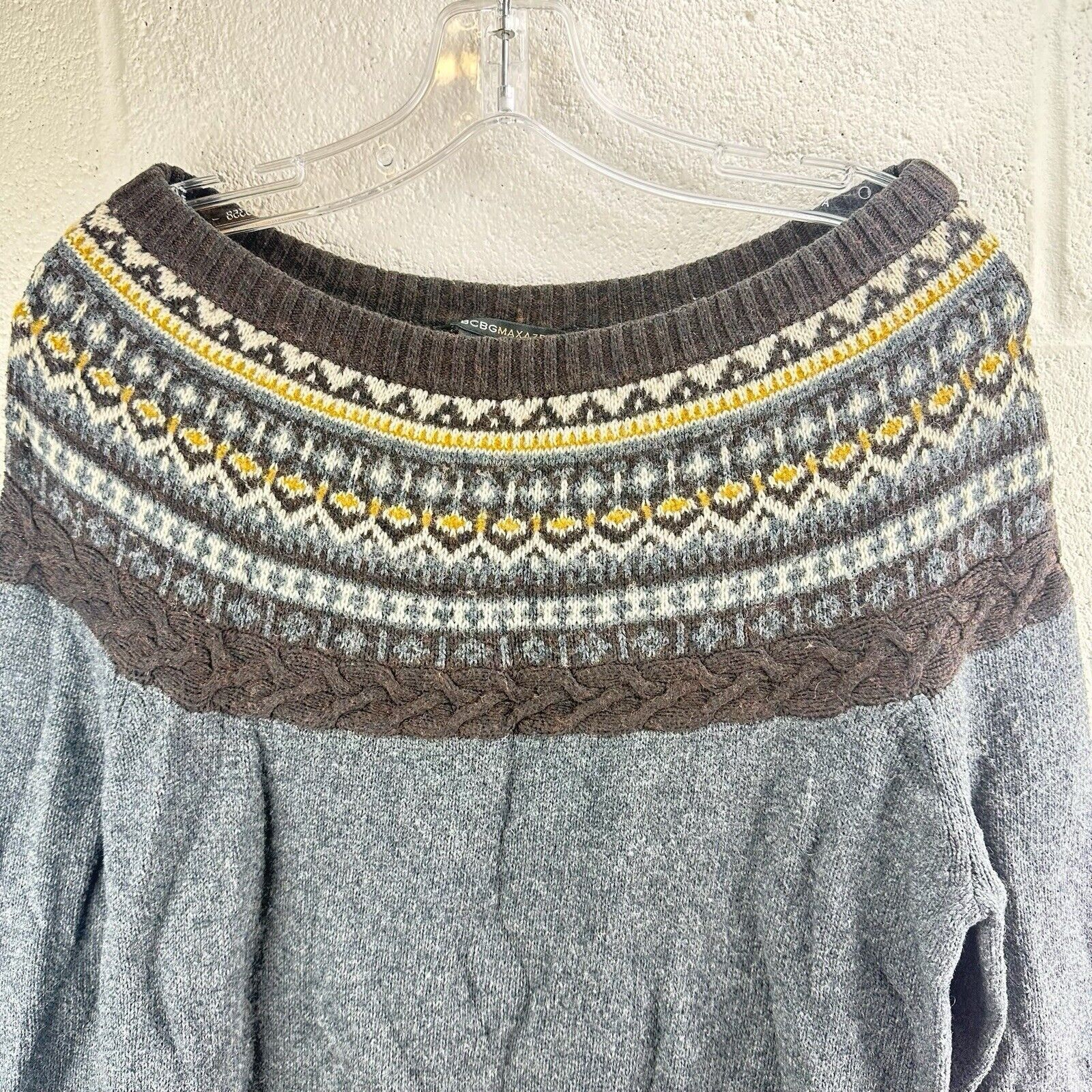 Bcbgmaxazria BCBG Maxazria Vintage Fair Isle Jumper Gray Lambswool XS/S Size XS / US 0-2 / IT 36-38 - 4 Thumbnail