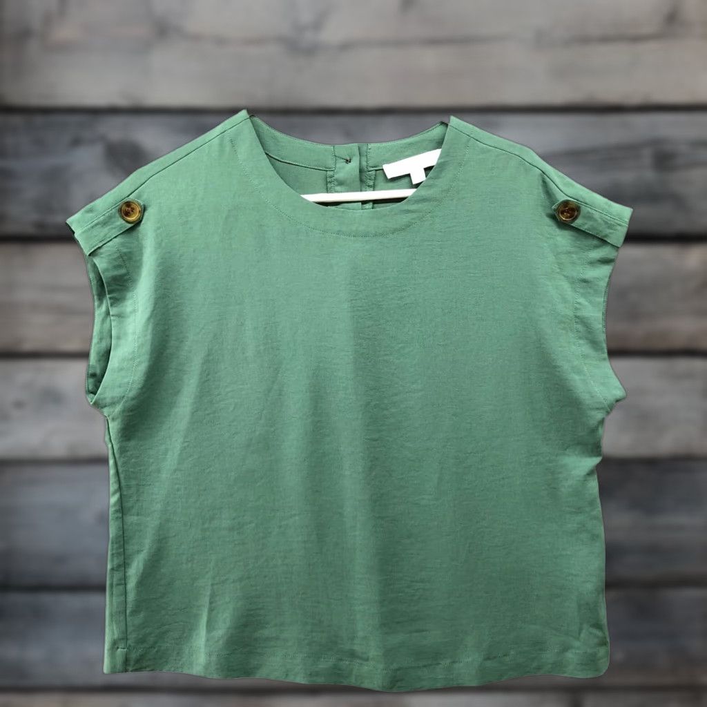Vintage Adyson Parker Blouse Shirt Womens M Sage Green Crewneck Short Sleeve Chiffon Polyester Size M / US 6-8 / IT 42-44 - 1 Thumbnail