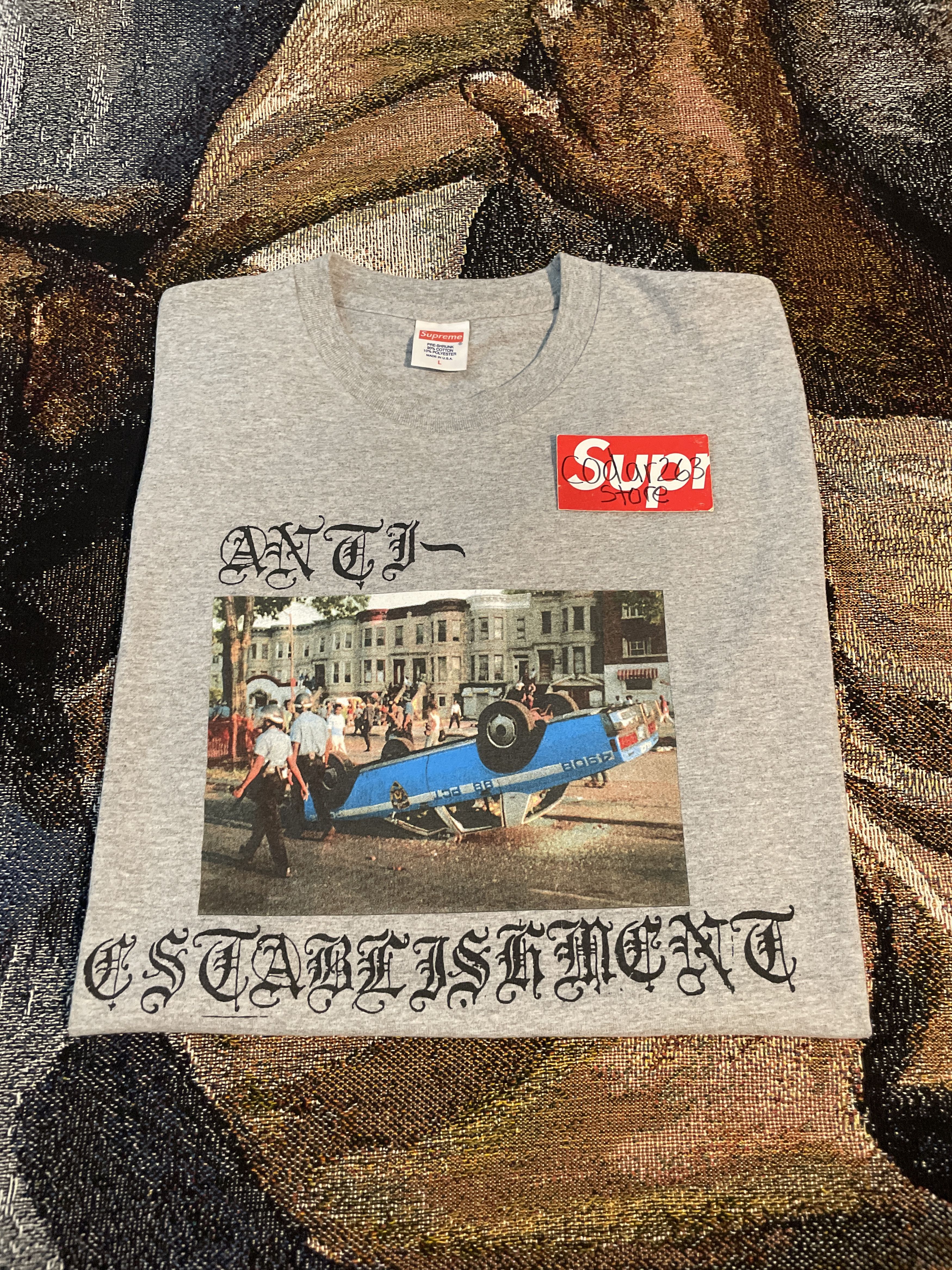 image of Fw13 Anti Establishment Tee - Supreme Shirt Grey Large, Men's (Size Medium)