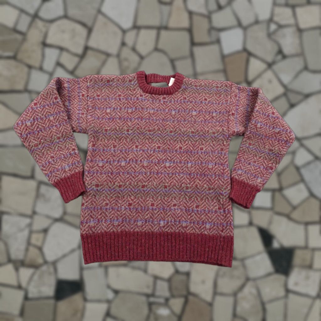 Vintage VINTAGE Alan Flusser Sweater Shirt Mens M Red Wool Herringbone Pullover 90s Outdoor Geometric Crew Neck Size US M / EU 48-50 / 2 - 1 Thumbnail