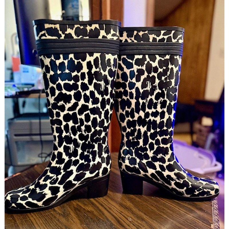Kate Spade Kate Spade Leopard Print Rain Boots Knee High Bow Detail Size US 10 / IT 40 - 6 Thumbnail