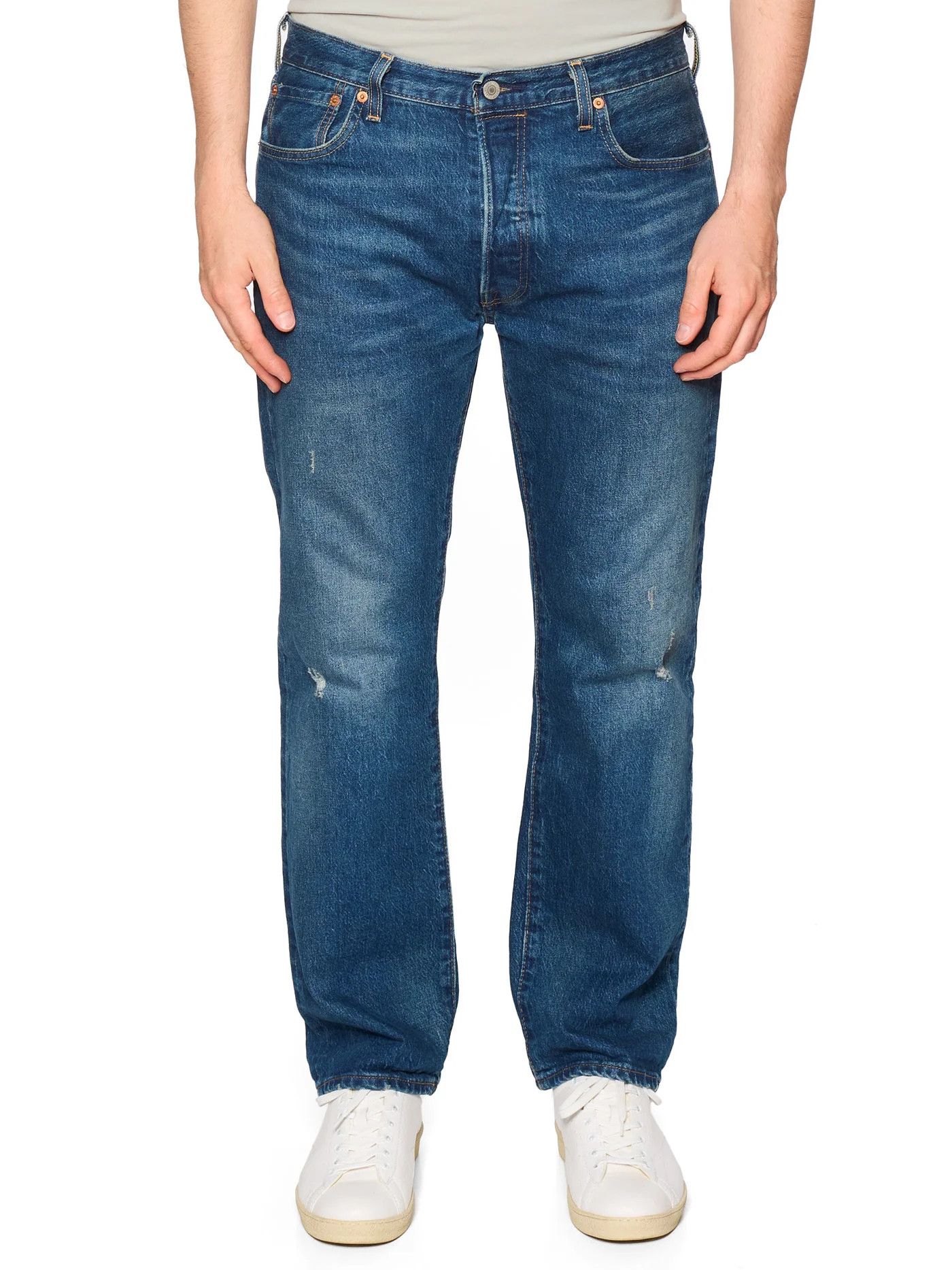 Levi's LEVI'S Premium 501 Distressed Blue Cotton Denim Jeans Size US 34 / EU 50 - 1 Thumbnail
