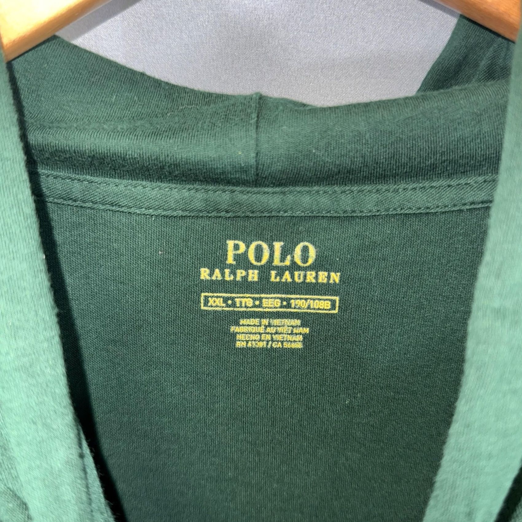 Polo Ralph Lauren VINTAGE Polo Ralph Lauren Shirt Mens 2XL Green Hooded Long Sleeve POLO Spell Out Logo Size US XXL / EU 58 / 5 - 4 Thumbnail