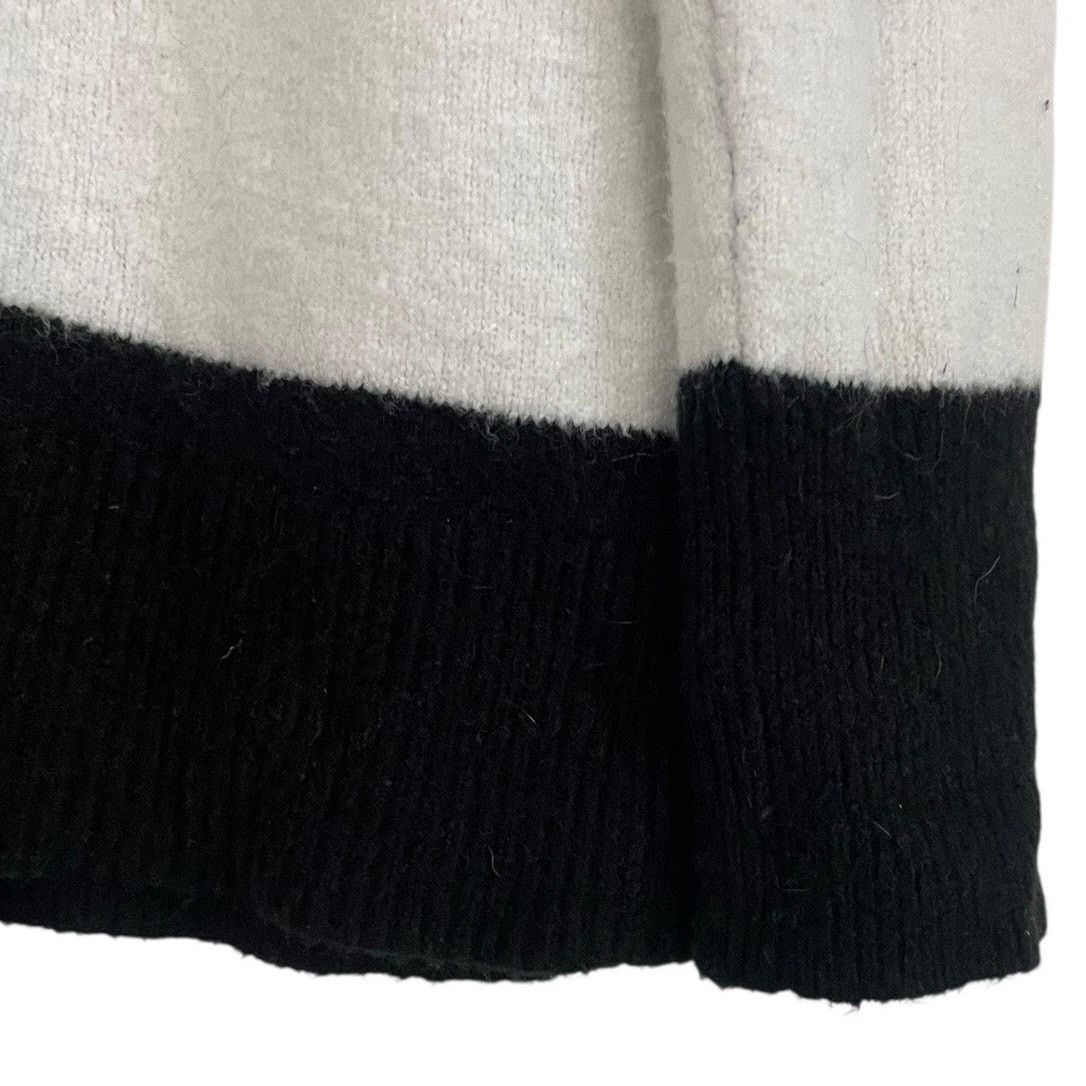 Other Halogen Black & White Thick Striped V-Neck Knit Sweater Size M / US 6-8 / IT 42-44 - 7 Thumbnail