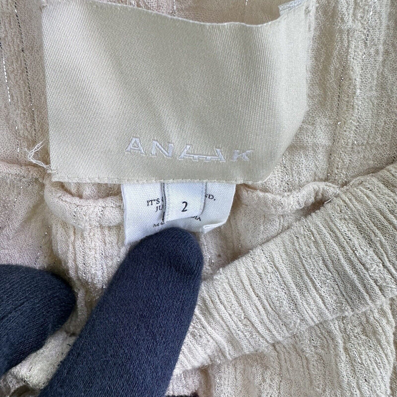 Other Anaak Cream Ivory Beige Cotton Pants, Size 2, w/lurex, 28x27 Size 26" / US 2 / IT 38 - 6 Thumbnail