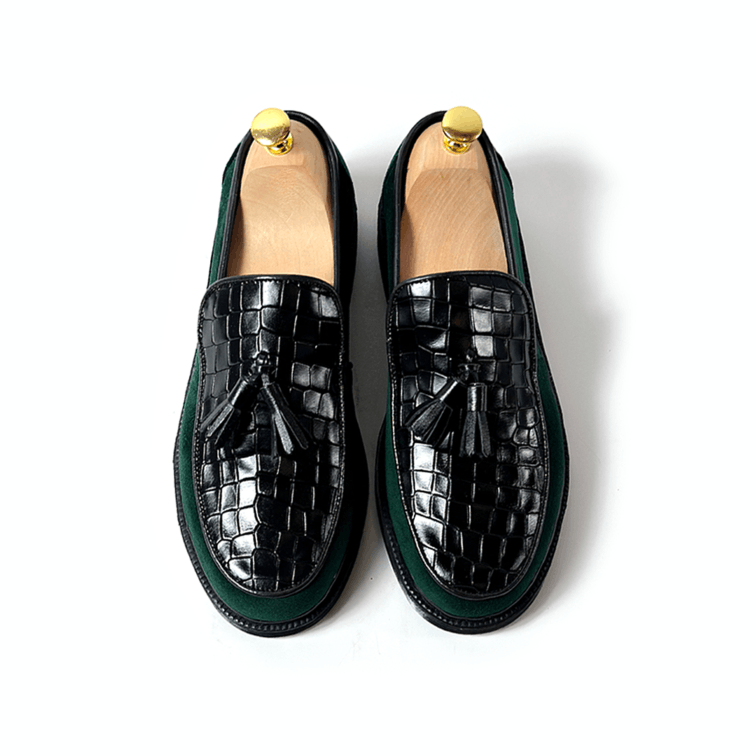 Pre-owned Lord Loafers Salvadore | Hashwall Loafer Croco In Black Green