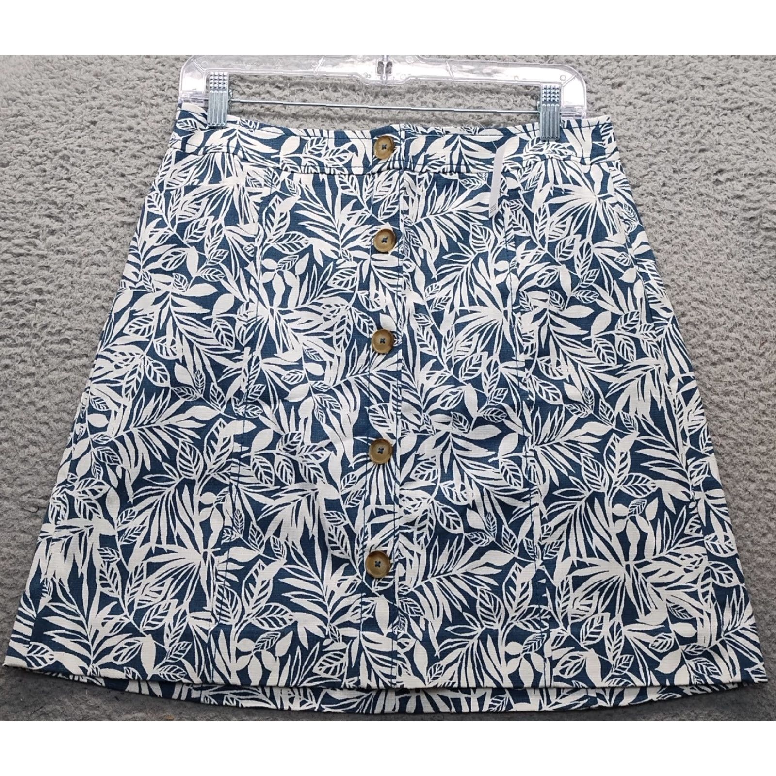 Loft LOFT Womens Size 6 Multi Leaf Print A-Line Skirt - Short, Lined, Stretch, Button Front Back Zip, Cotton, Casual, NWT Women’s Skirt Size 28" / US 6 / IT 42 - 2 Thumbnail