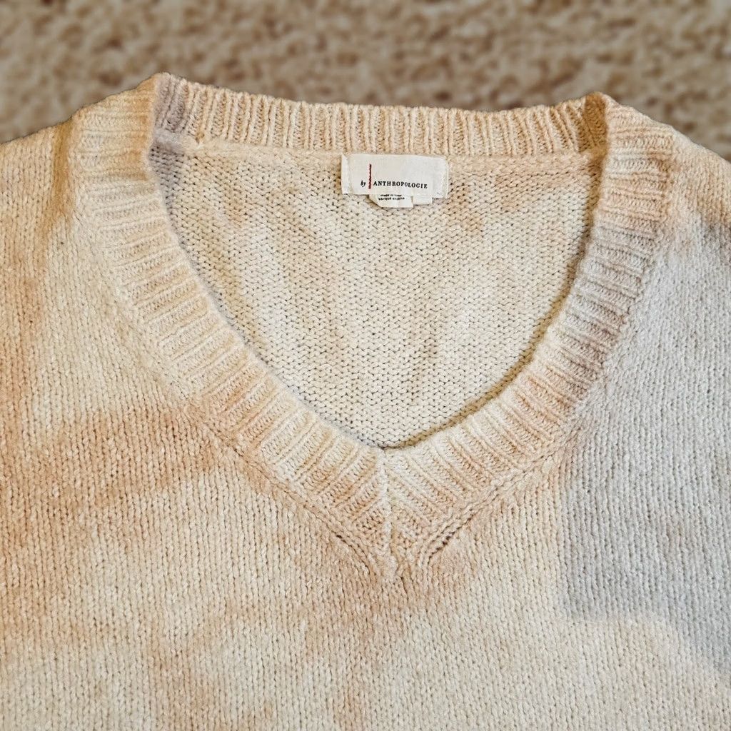 Anthropologie Anthropologie Sweater Womens Small Pink White Tie Dye 3/4 Sleeve V Neck Casual Womens Size S / US 4 / IT 40 - 1 Thumbnail