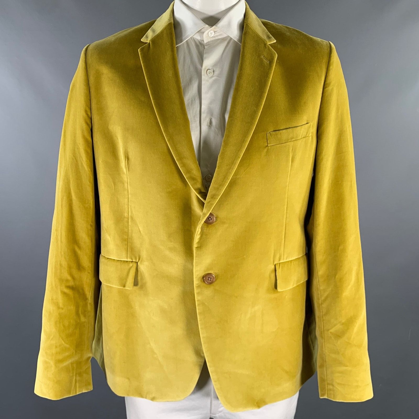 Paul Smith PAUL SMITH 46R Yellow Velvet Cotton Blend Sport Coat Size 46R - 1 Thumbnail