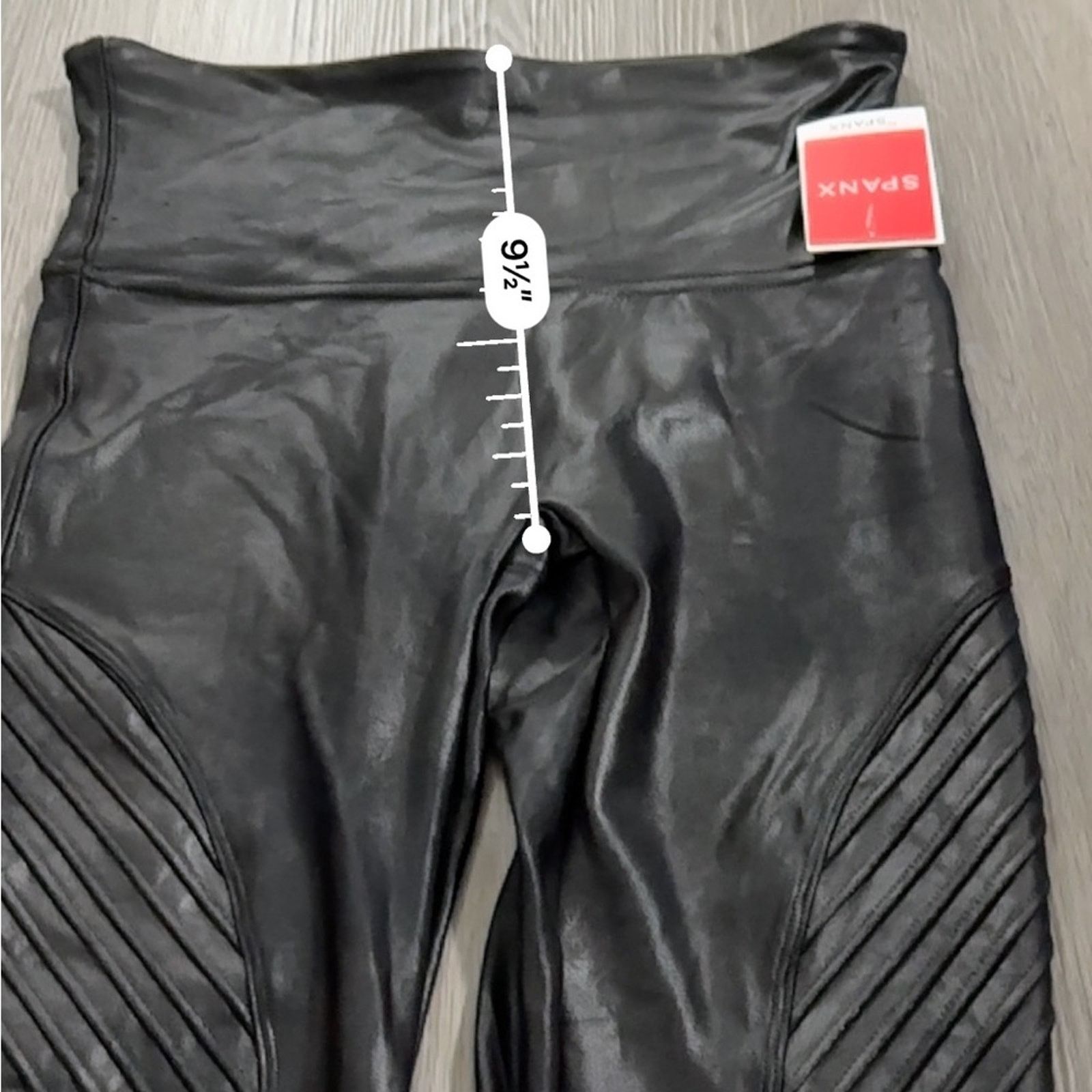 Spanx Spanx Faux Leather Mid Rise Moto Leggings in Very Black Sz M Size 25" / US 0 / IT 36 - 12 Thumbnail
