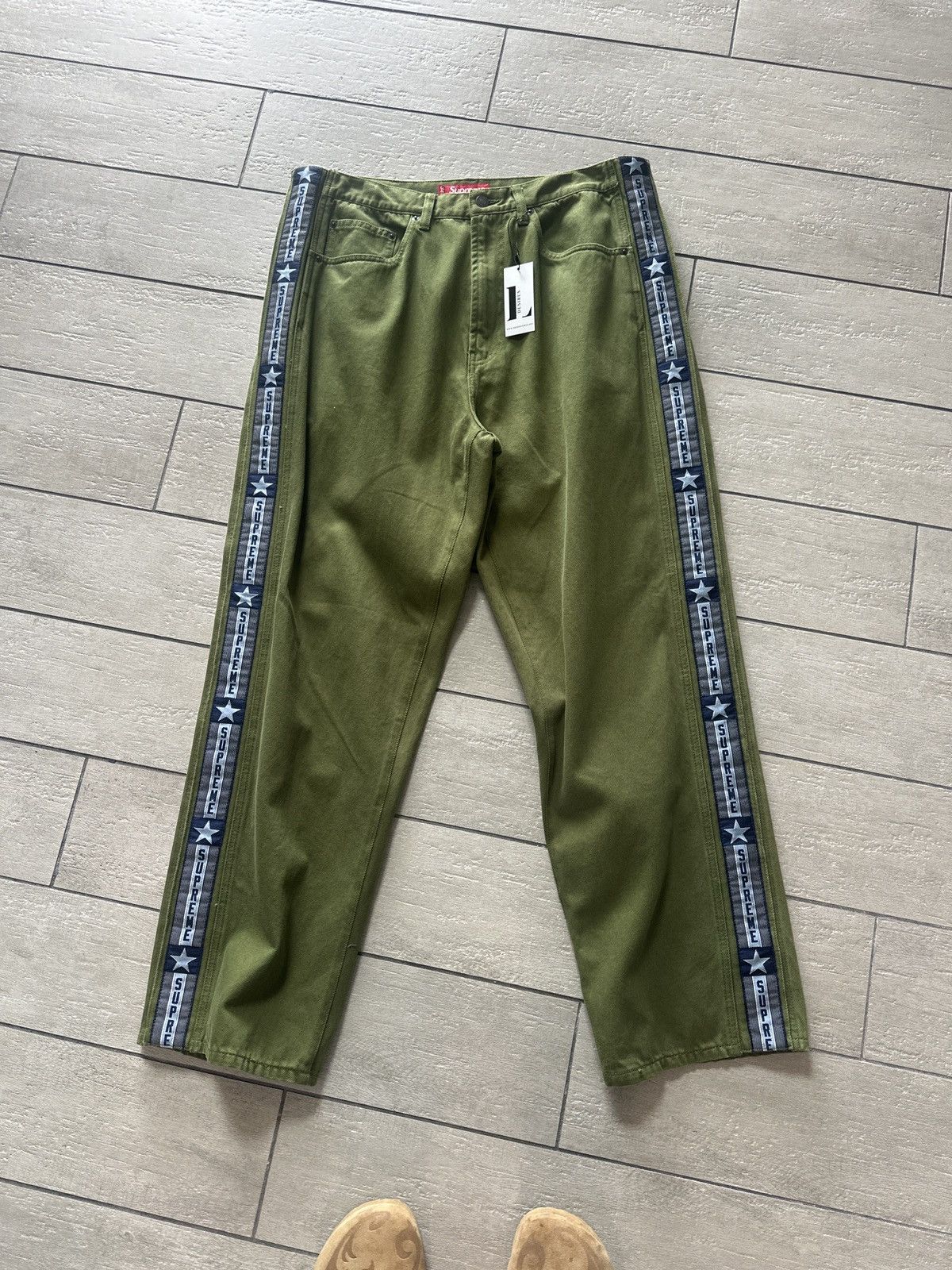 Supreme Supreme Side Logo Track Pants – Olive Green – Size 34 Size US 34 / EU 50 - 1 Thumbnail