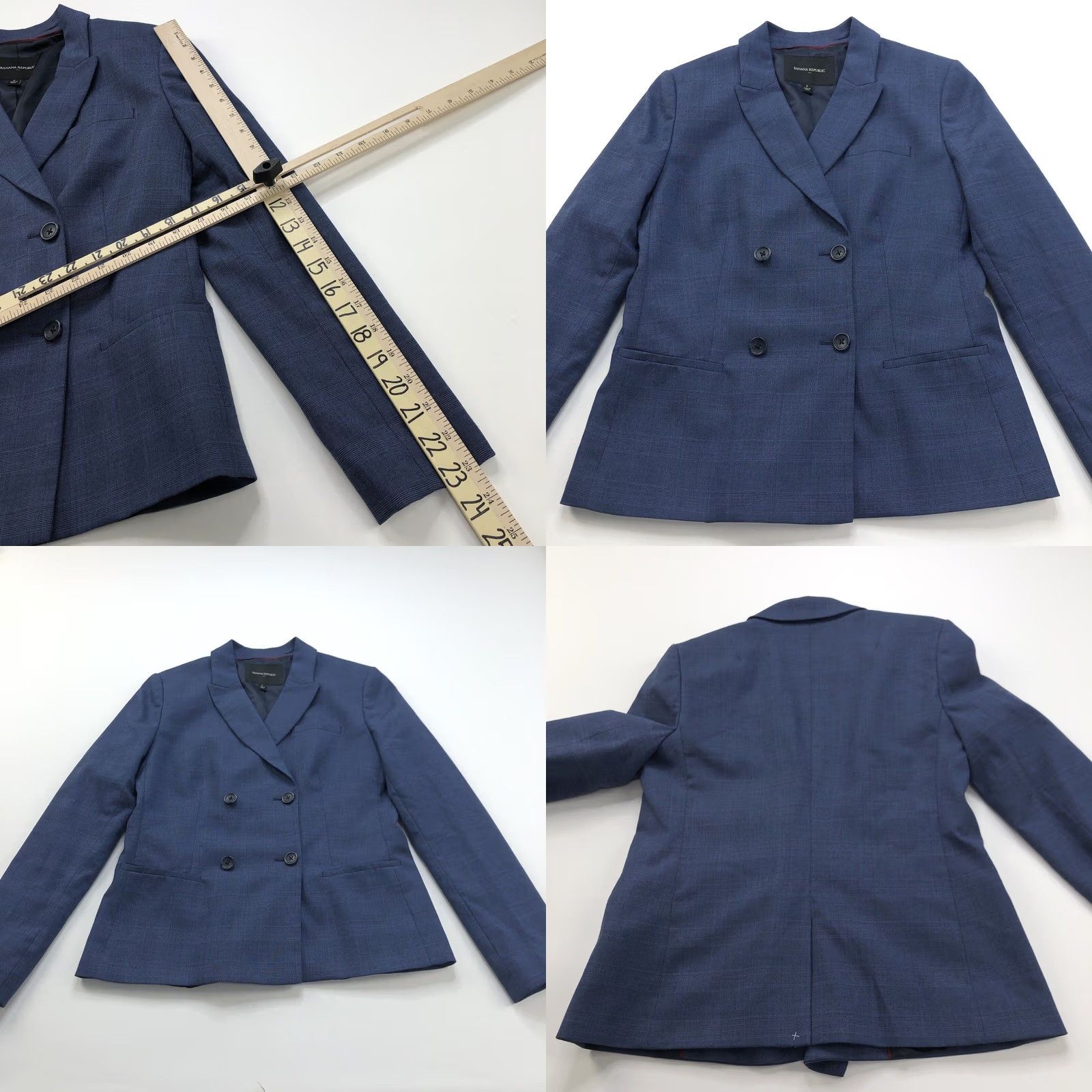 Banana Republic Banana Republic Blazer Jacket Four Button Blue Polyester Blend Wool 4 Women Regular Long Sleeve Mid-Length Blazer Theme Formal Workwear Size S / US 4 / IT 40 - 8 Thumbnail