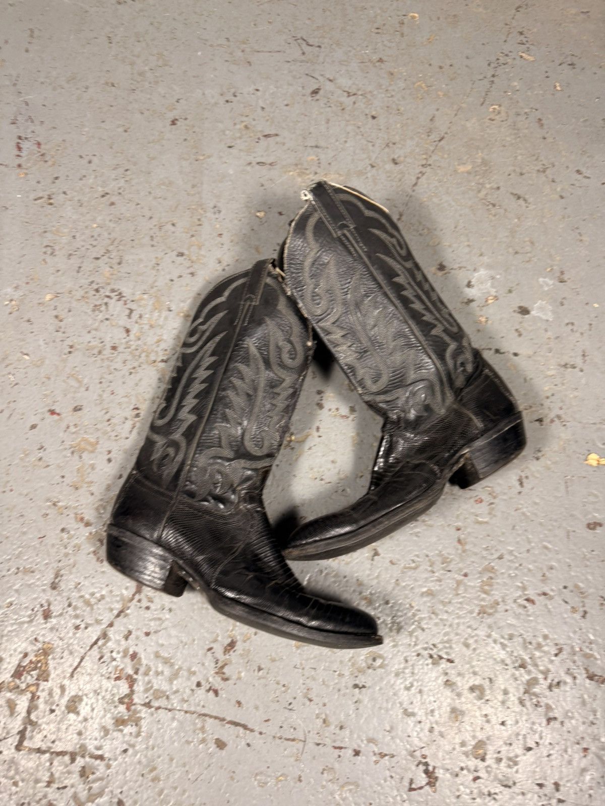 Justin Boots 80s Vintage Justins Lizard Skin Made in Usa Cowboy Boots Size US 8.5 / EU 41-42 - 3 Thumbnail