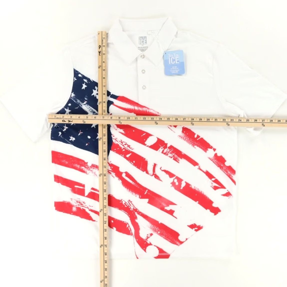 Vintage San Soleil USA Flag Sol Tek Ice Golf High Stretch Polo Shirt White Men's L Size US L / EU 52-54 / 3 - 3 Thumbnail