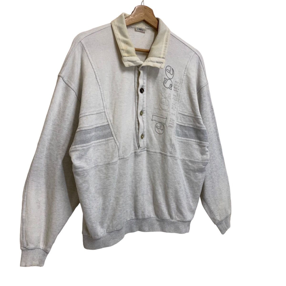 Ellesse × Japanese Brand Vintage 90s Ellesse Big Logo Halfbutton Collar Sweatshirt Size US M / EU 48-50 / 2 - 2 Thumbnail